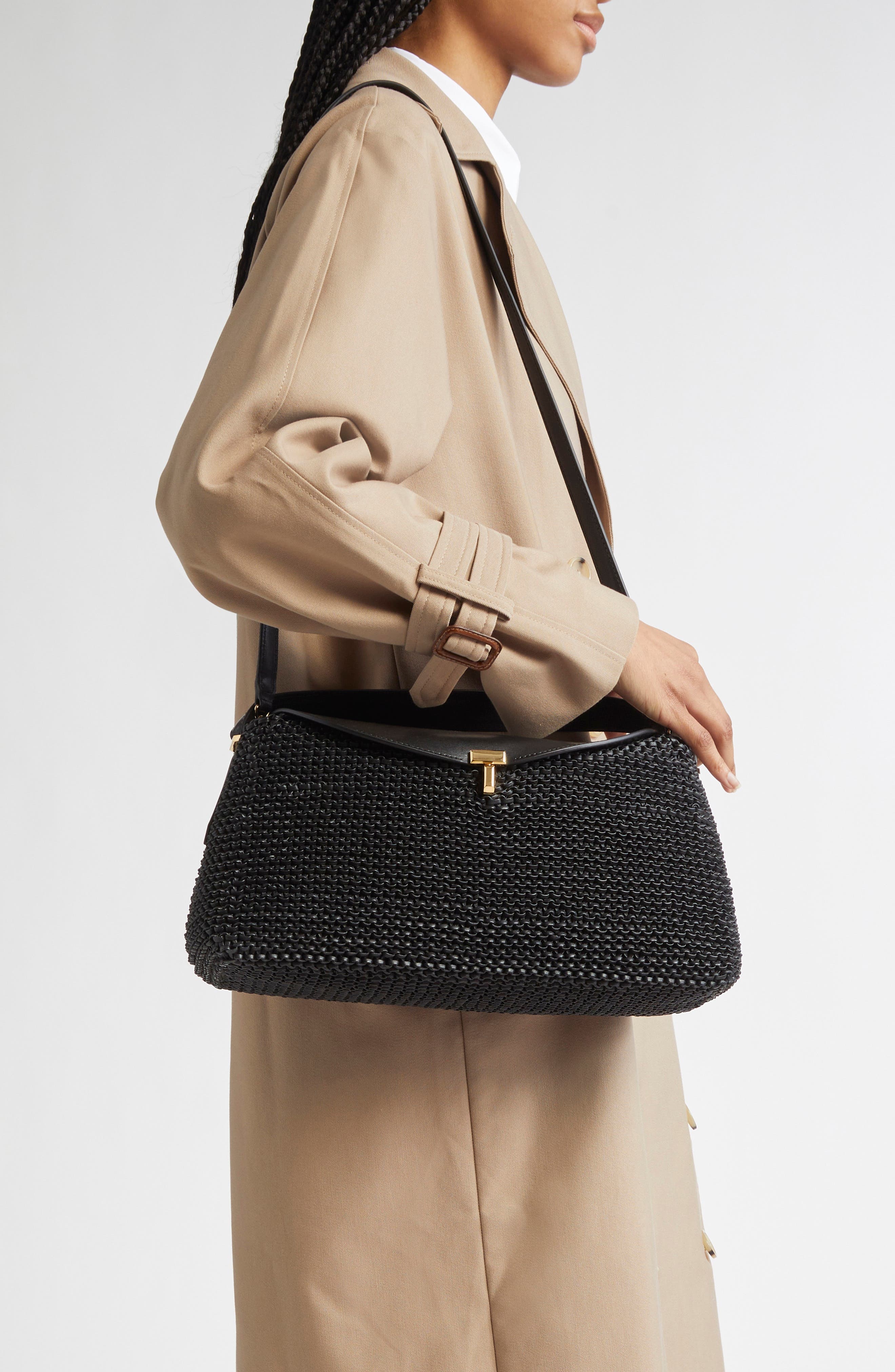 TOTEME T-Lock Woven Leather Top Handle Bag in Black at Nordstrom - 3