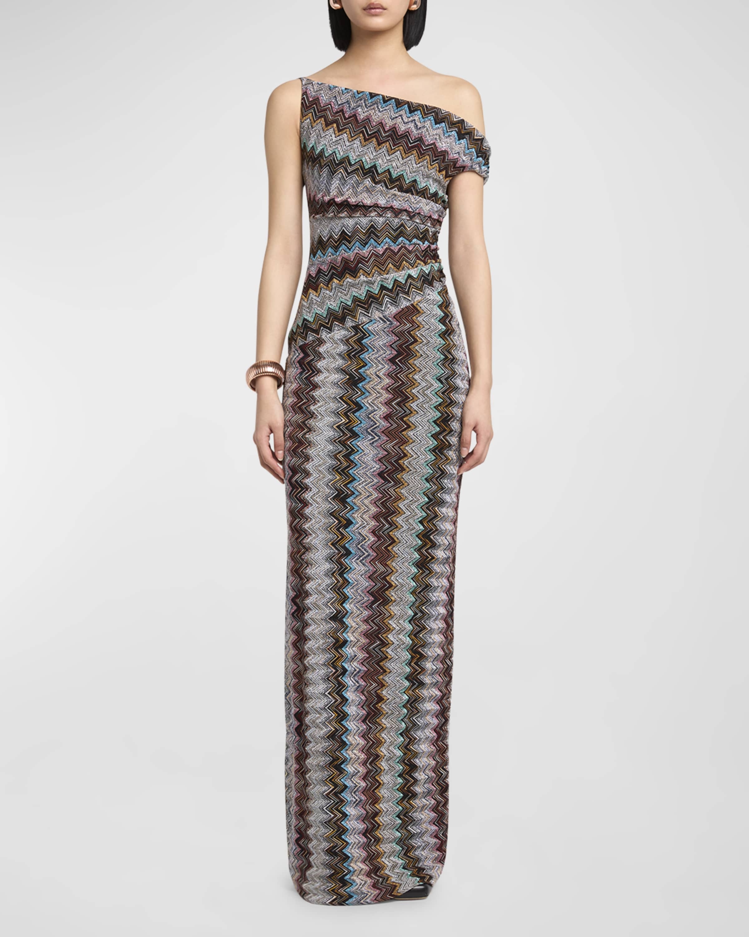 Raschel Multicolor Striped Lame Off-The-Shoulder Maxi Dress - 2