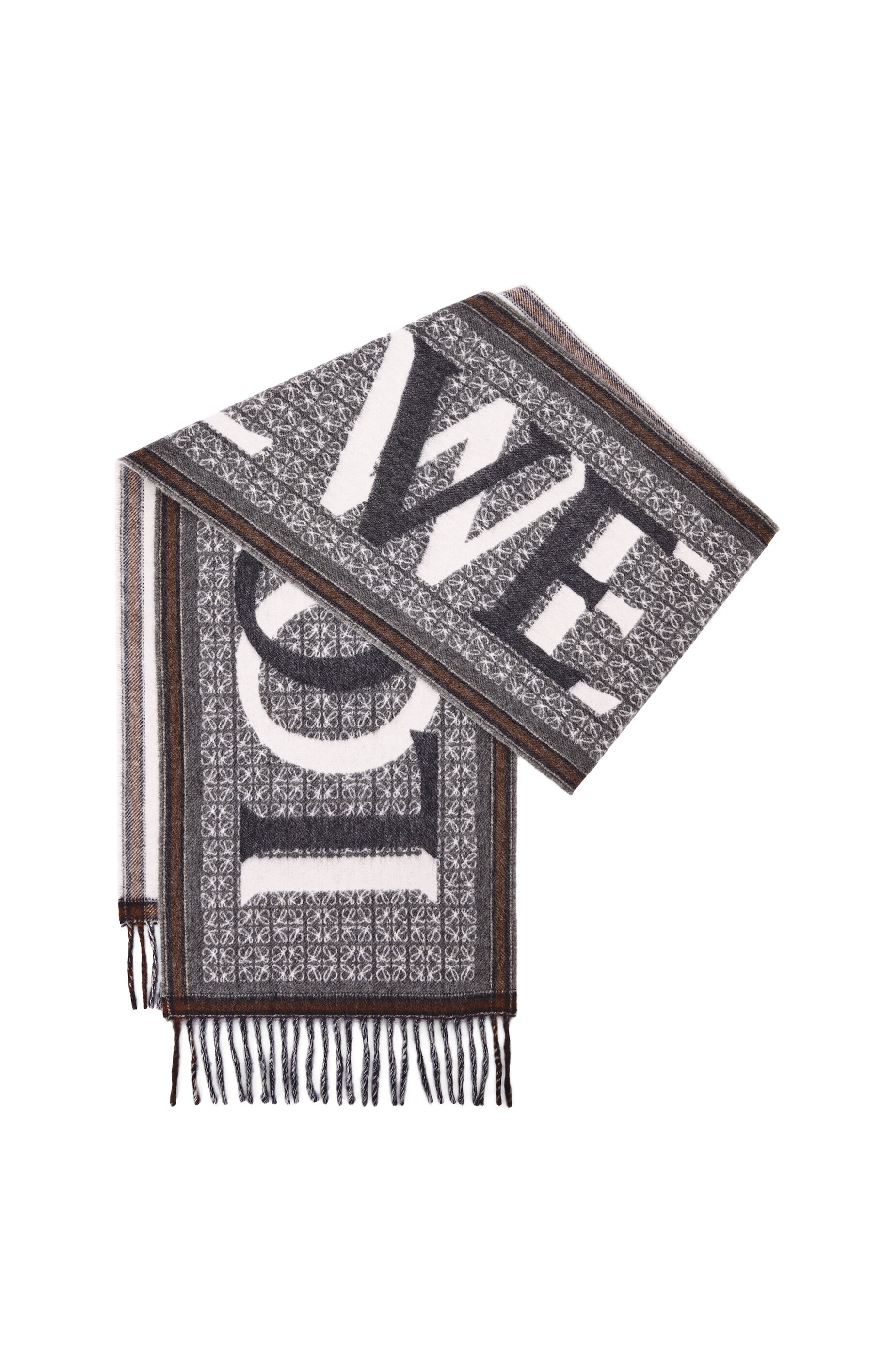 Loewe Love jacquard scarf in wool and cashmere | REVERSIBLE