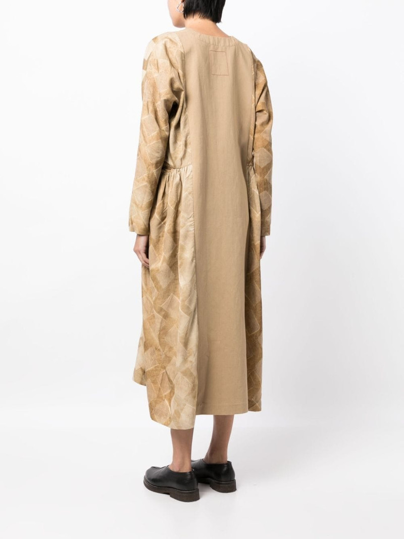 panelled long-sleeve midi dress 4