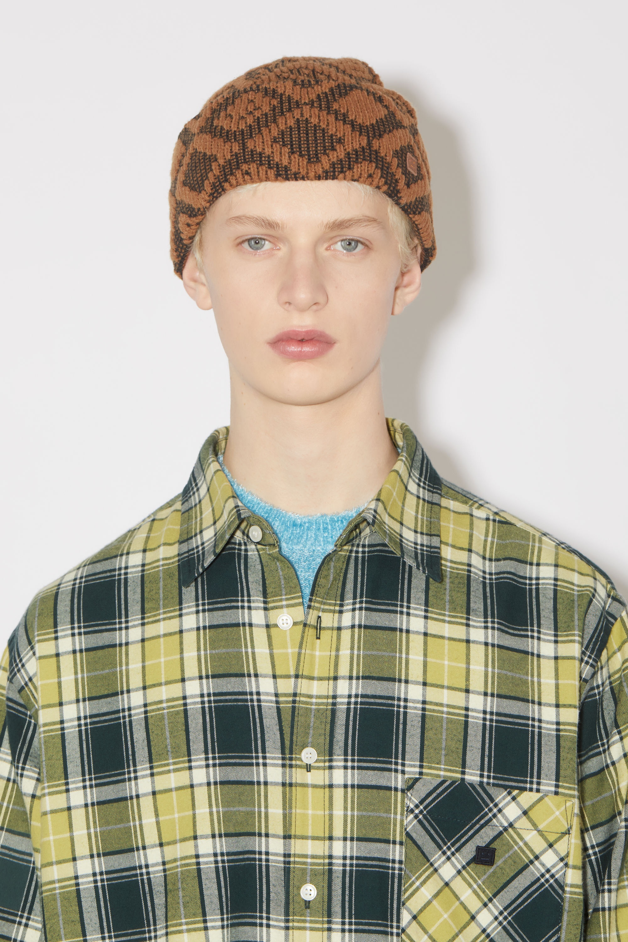 Check button-up shirt - Forest green/light green - 5