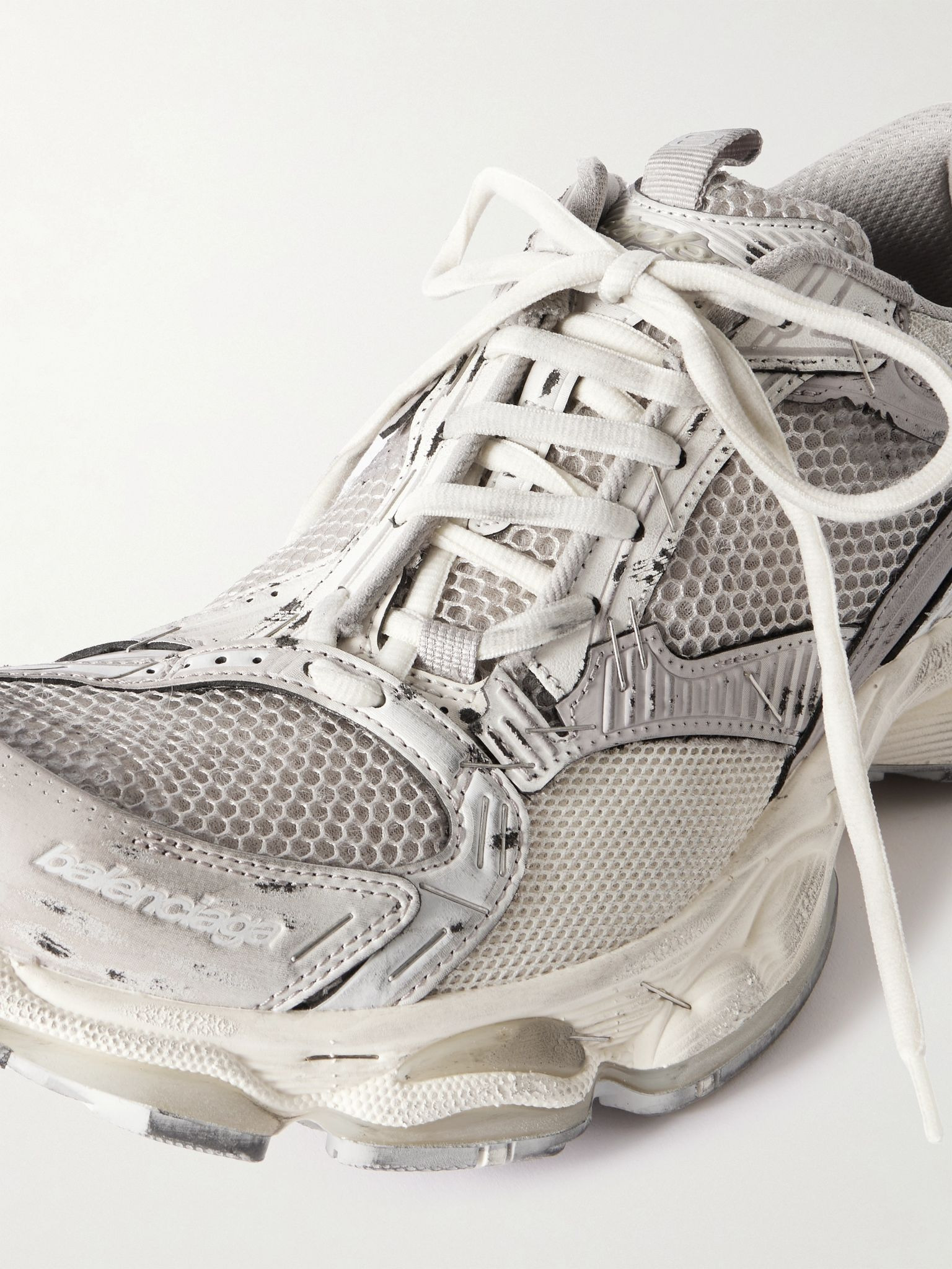 Stapler Distressed Mesh and Rubber Sneakers Gray - 6