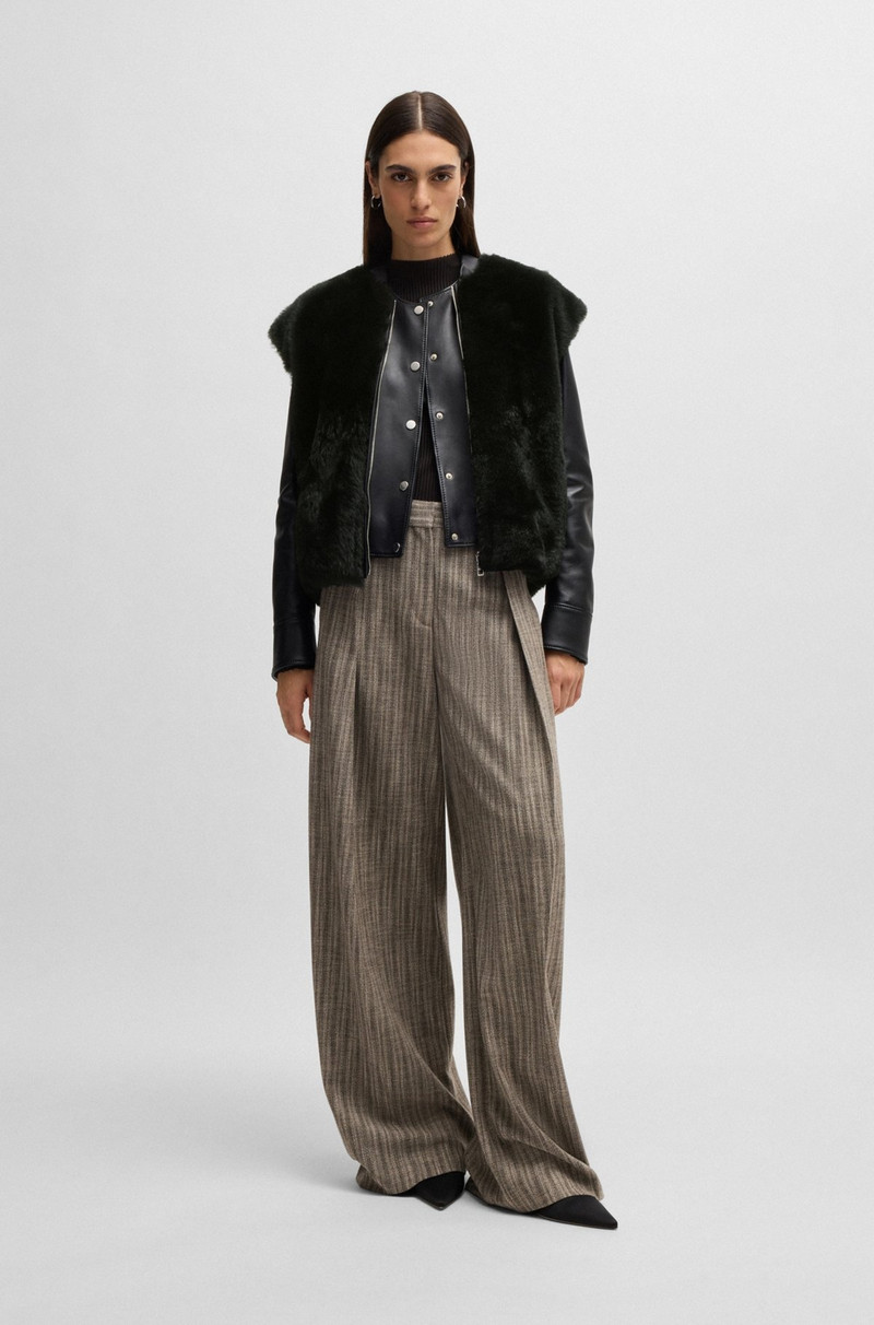 BOSS SLEEVELESS SHEARLING JACKET WITH LEATHER TRIMS outlook