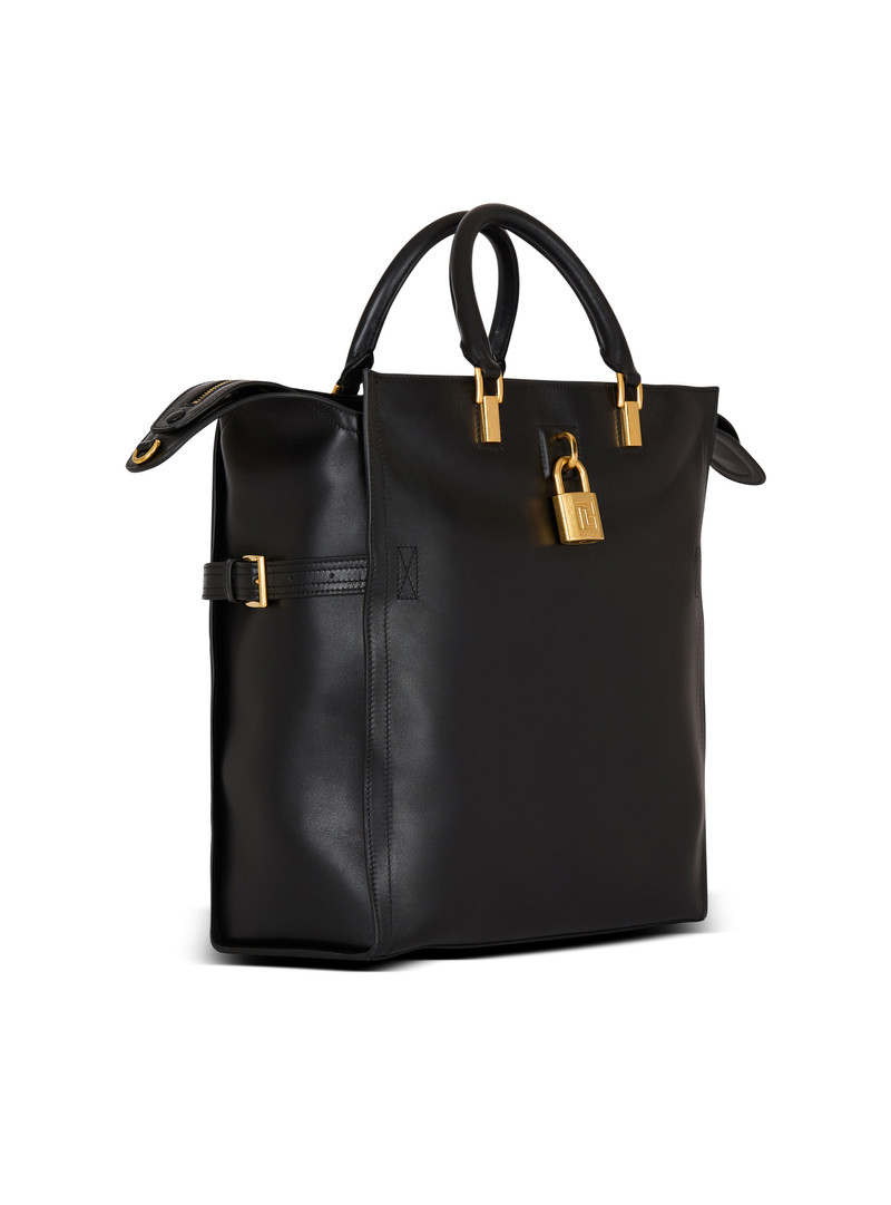 Pulse Large waxed calfskin leather tote bag 3