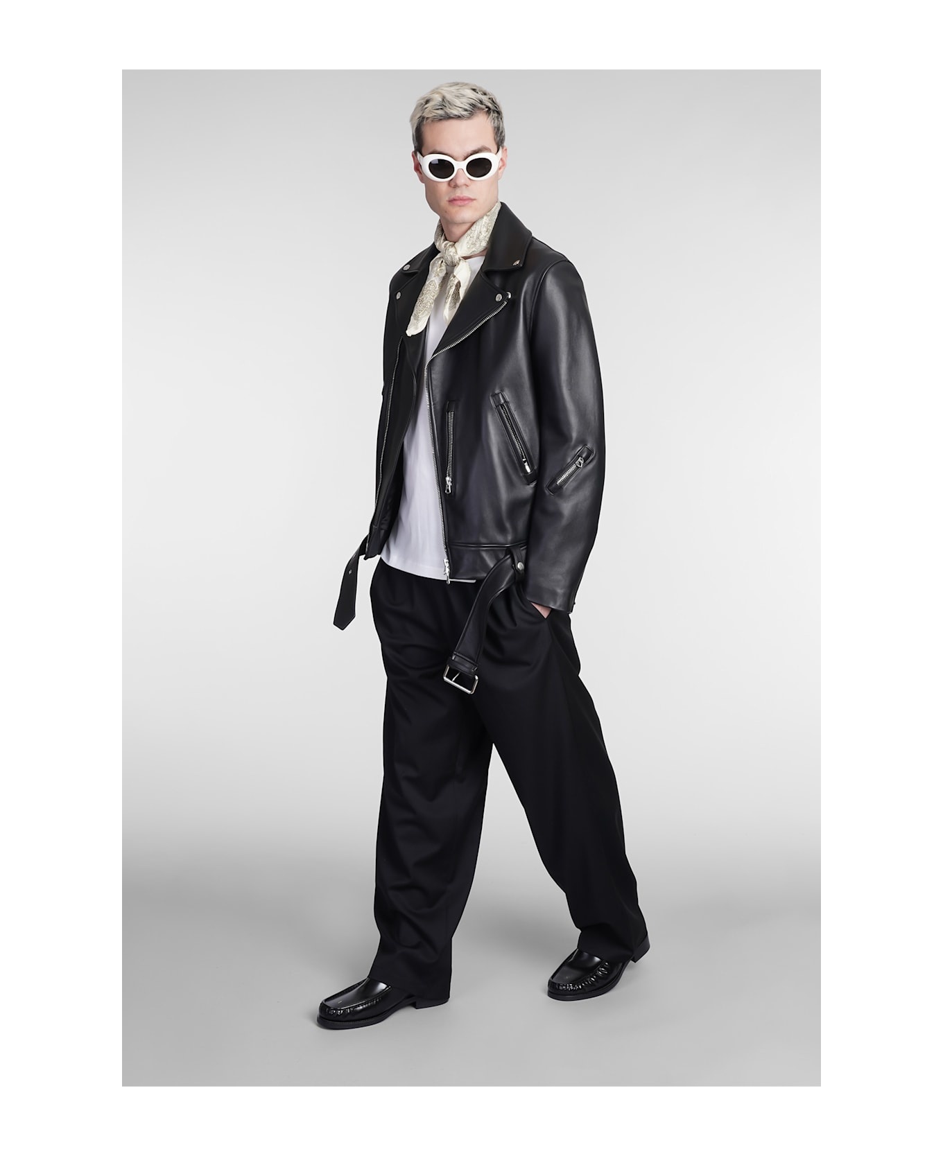Nate Clean Biker Jacket In Black Leather - 2