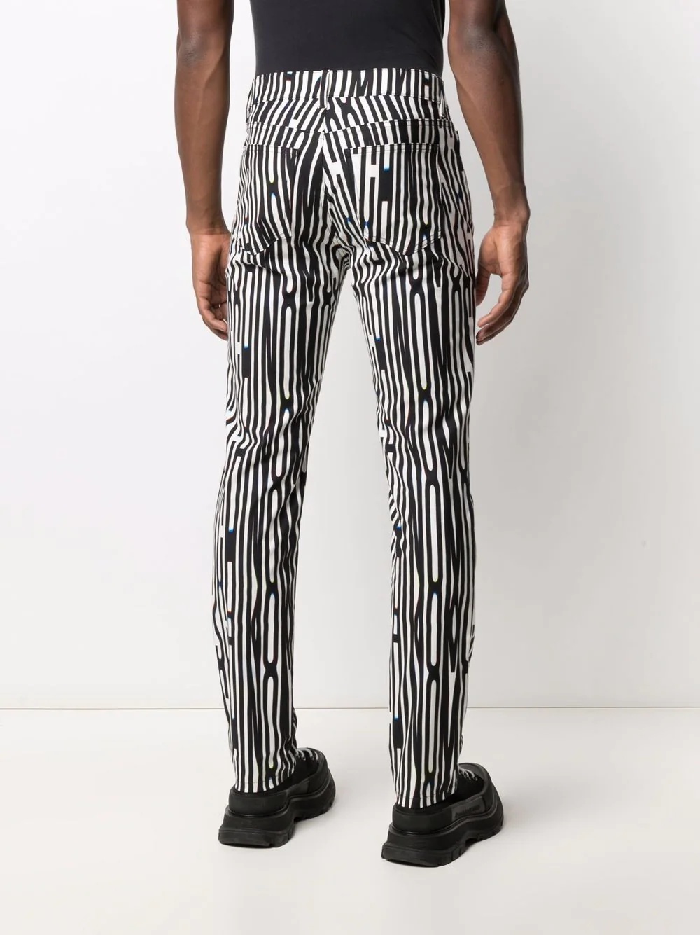 Warped Logo print slim-fit gabardine trousers - 4