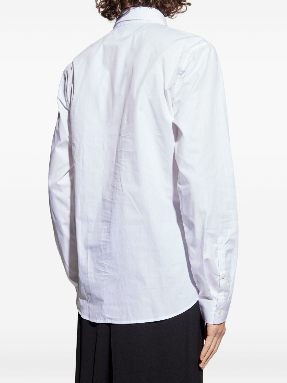 logo-embroidered cotton shirt - 4