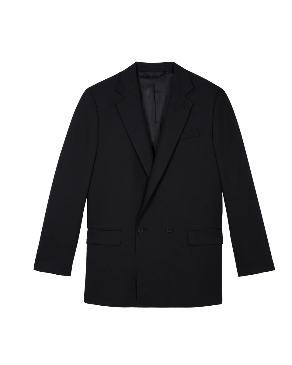 NAVY DOUBLE-BREASTED SUIT JACKET - 1