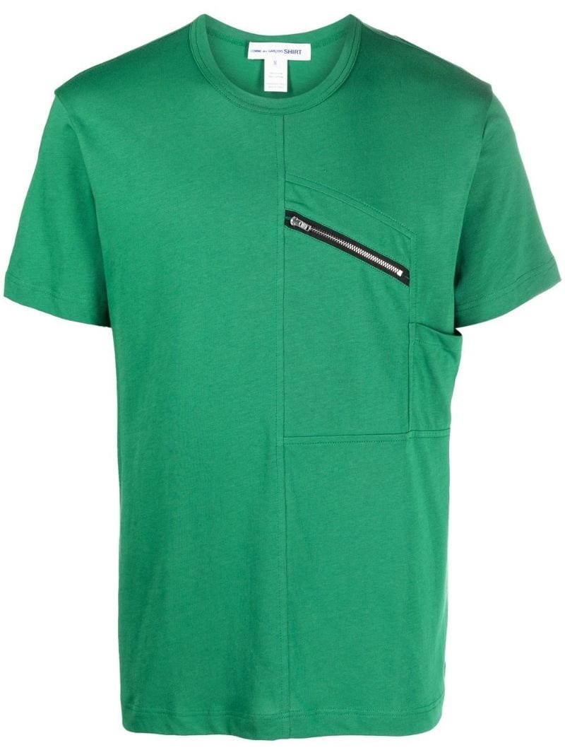 panelled zip-pocket T-shirt - 1