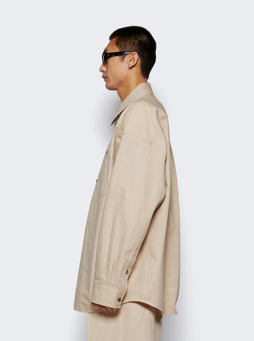 Cotton Poplin Shirt Beige - 4