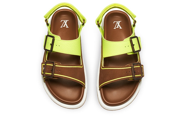 LOUIS VUITTON x NBA Trainer Sandals 'Brown Neon Green' 1A8ZNH - 3