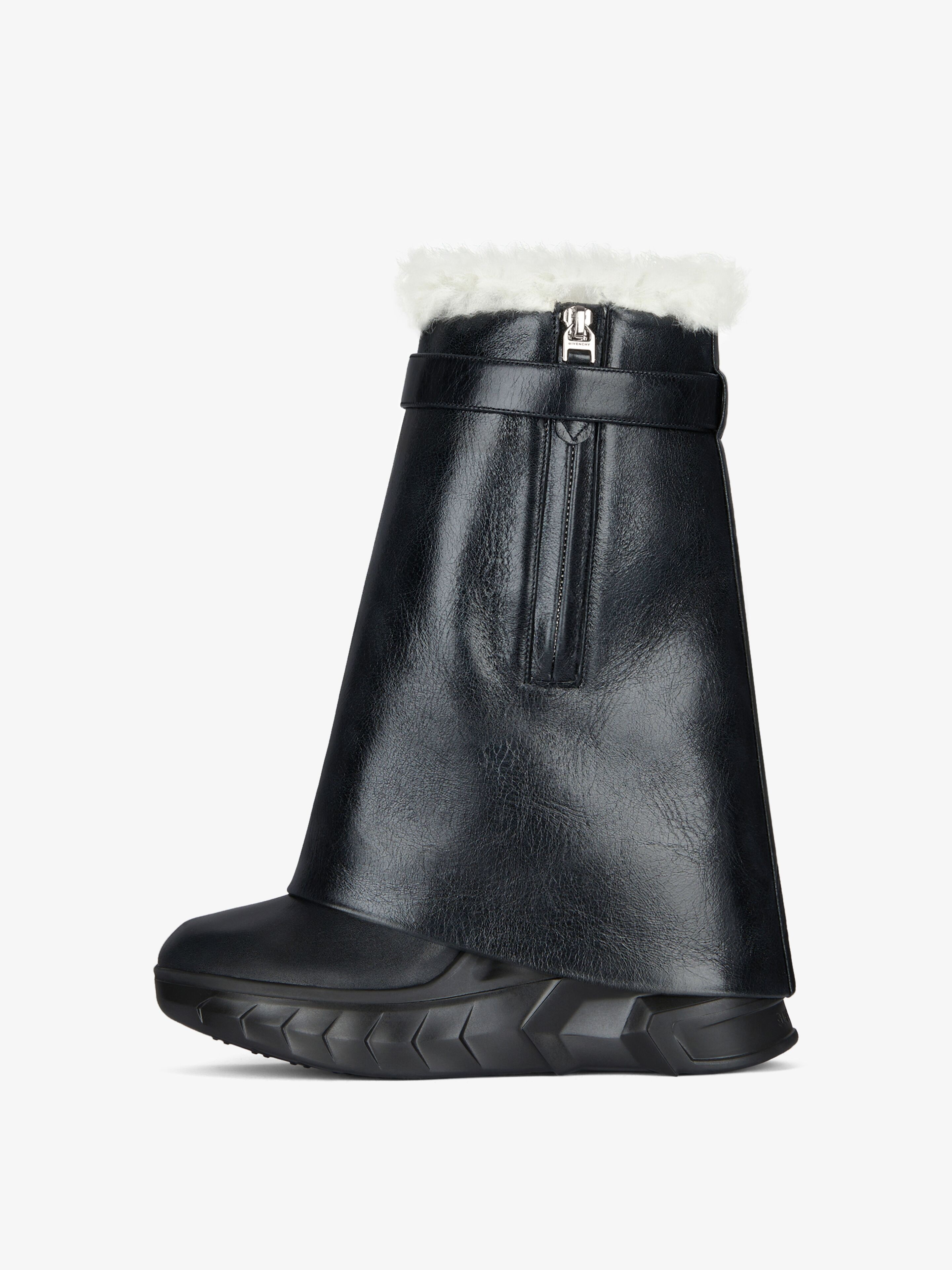 SHARK LOCK BIKER BOOTS IN LEATHER AND SHEARLING - 5