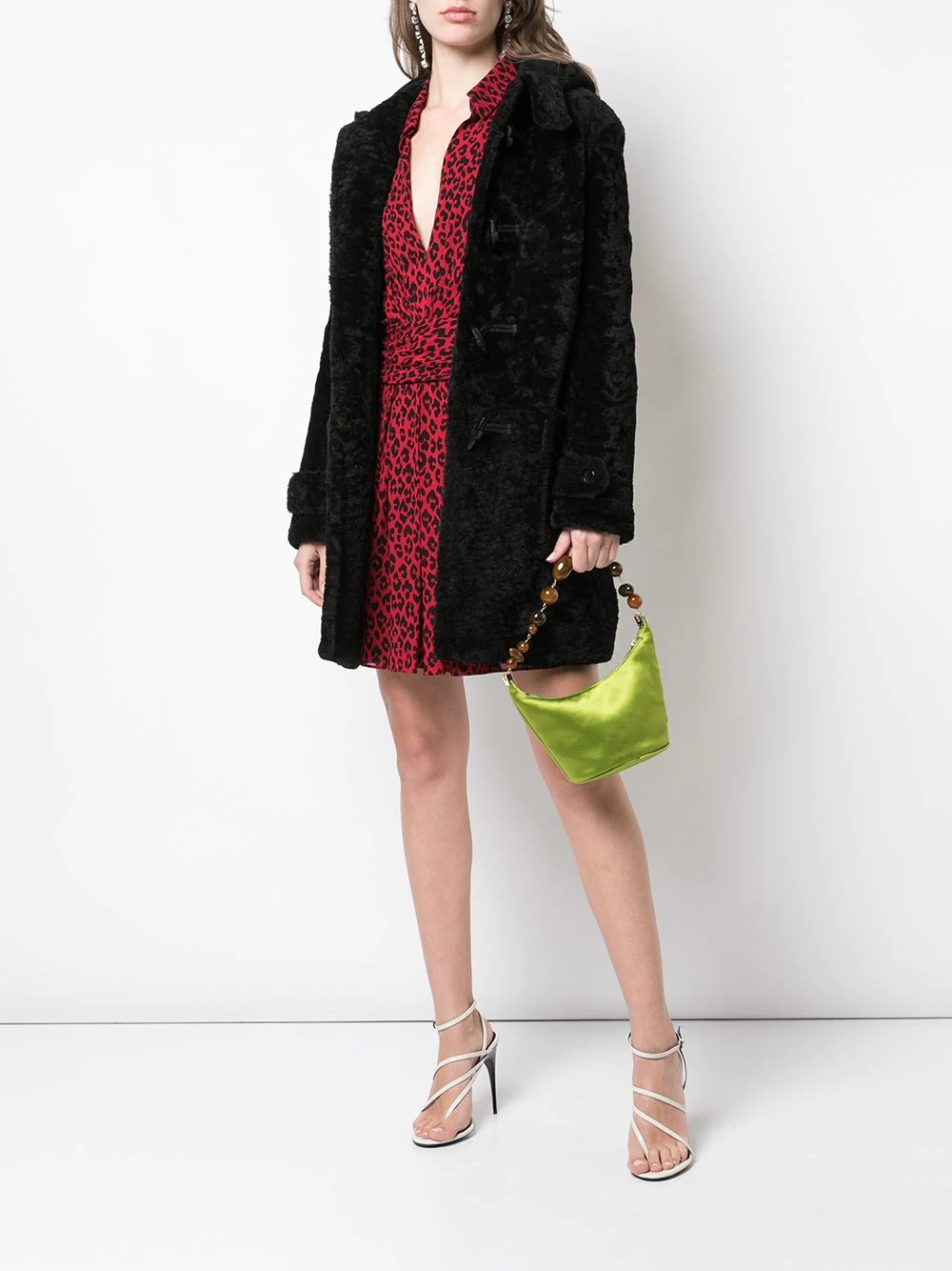 shearling duffle coat - 2