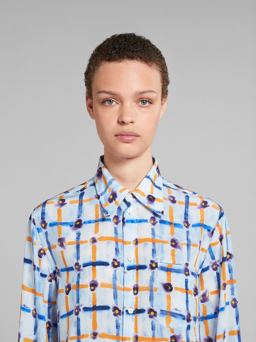 LIGHT BLUE CRÊPE DE CHINE SHIRT WITH SARABAND PRINT - 4
