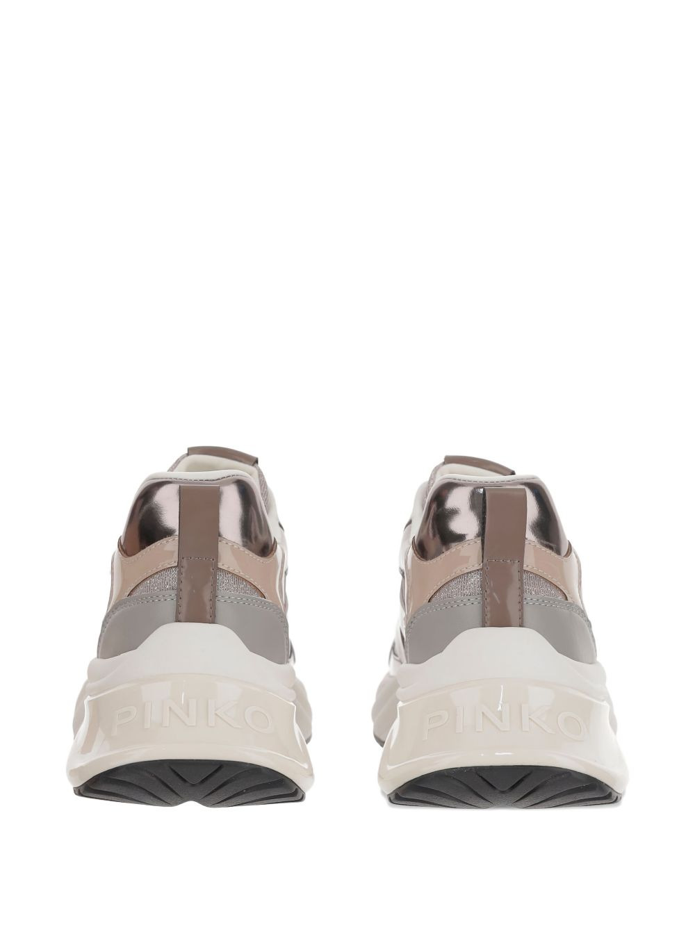 metallic-panel lace-up sneakers - 3
