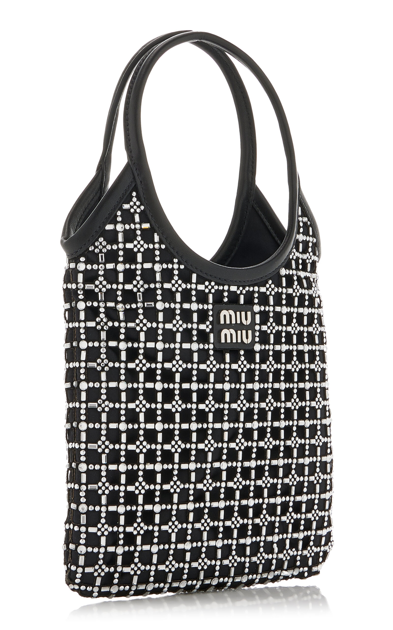 Crystal-Embellished Open Weave Tote Bag black - 4