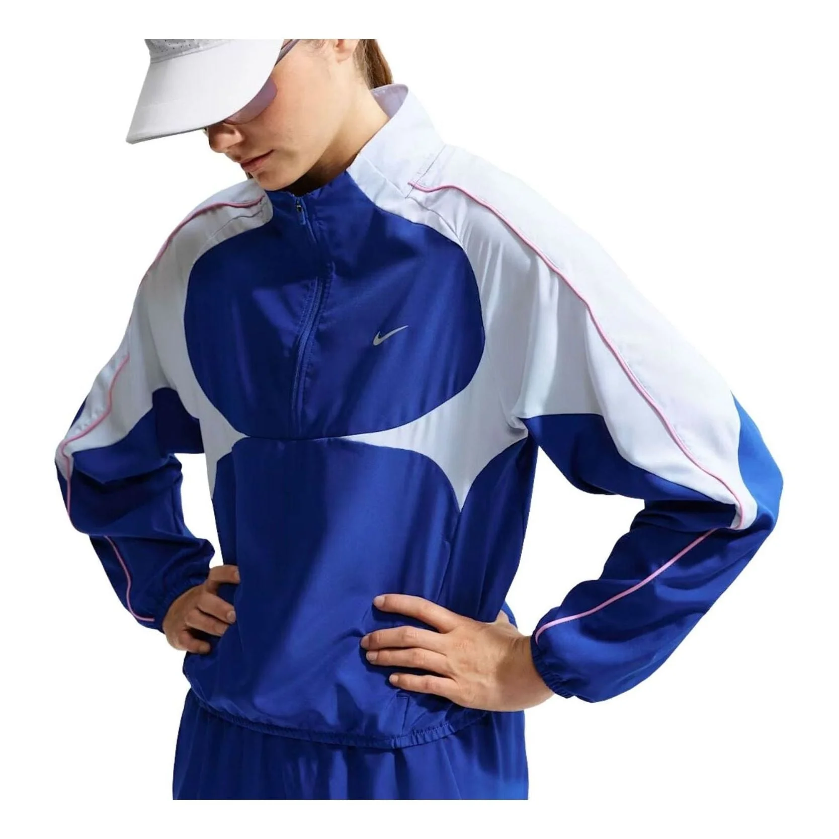 (WMNS) Nike Tempo Swoosh Dri-FIT 1 2-Zip Jacket 'Old Royal Football Grey Pink Rise' IM7579-417 - 1