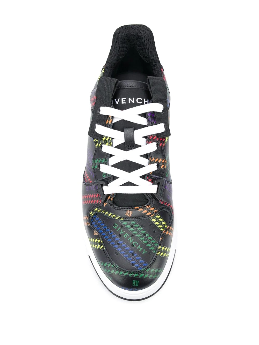 logo print leather sneakers - 4