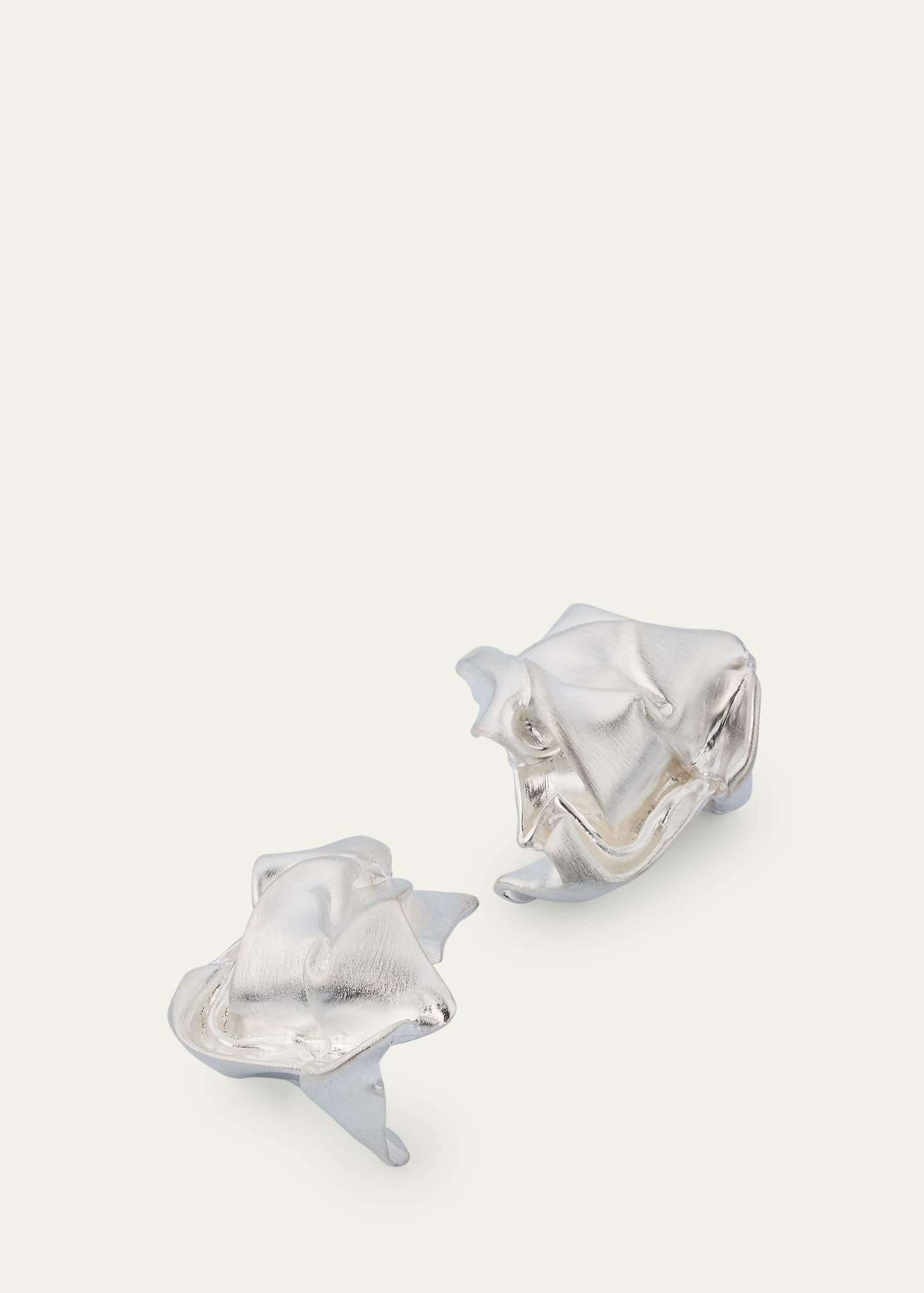 Gold Plated Recycled Sterling Silver Crunched Stud Earrings - 3