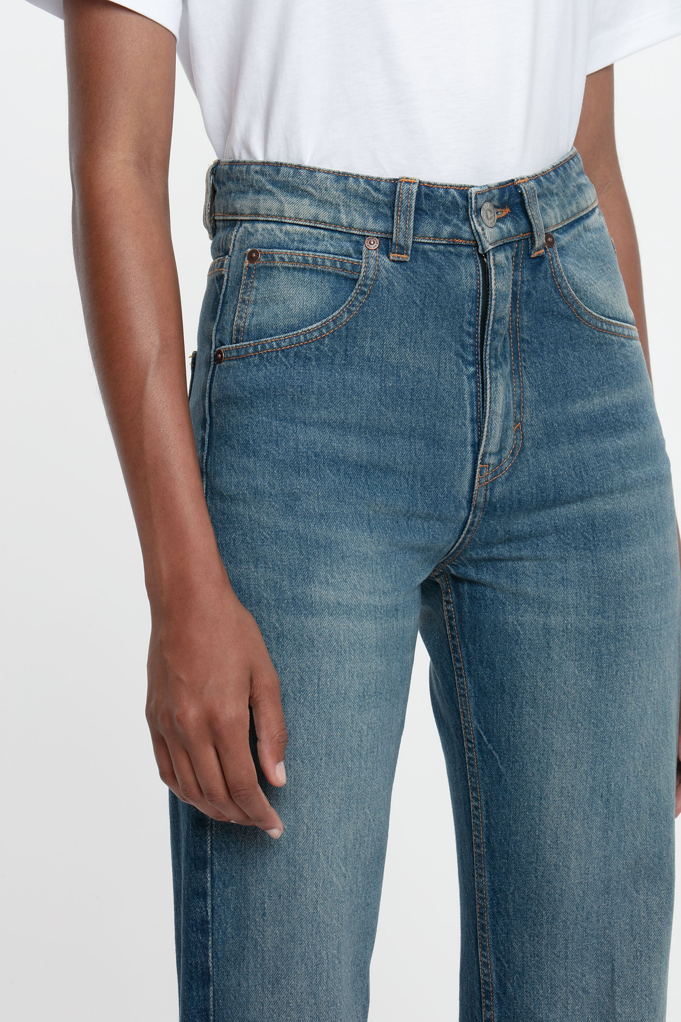 Julia High Waisted Stretch Jean In Mid Blue - 4