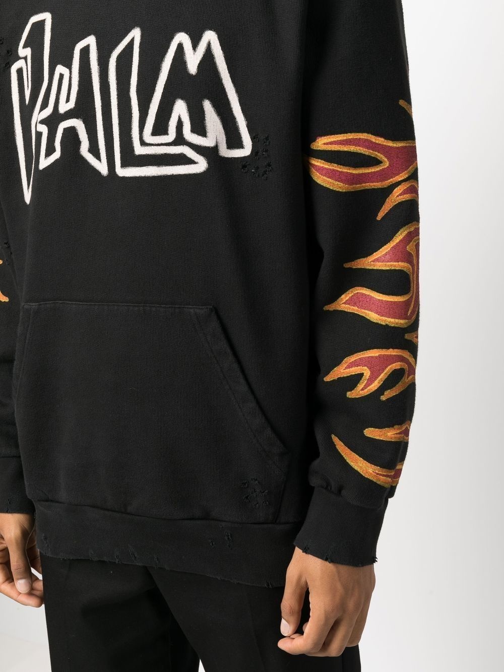 flame-print cotton hoodie - 5