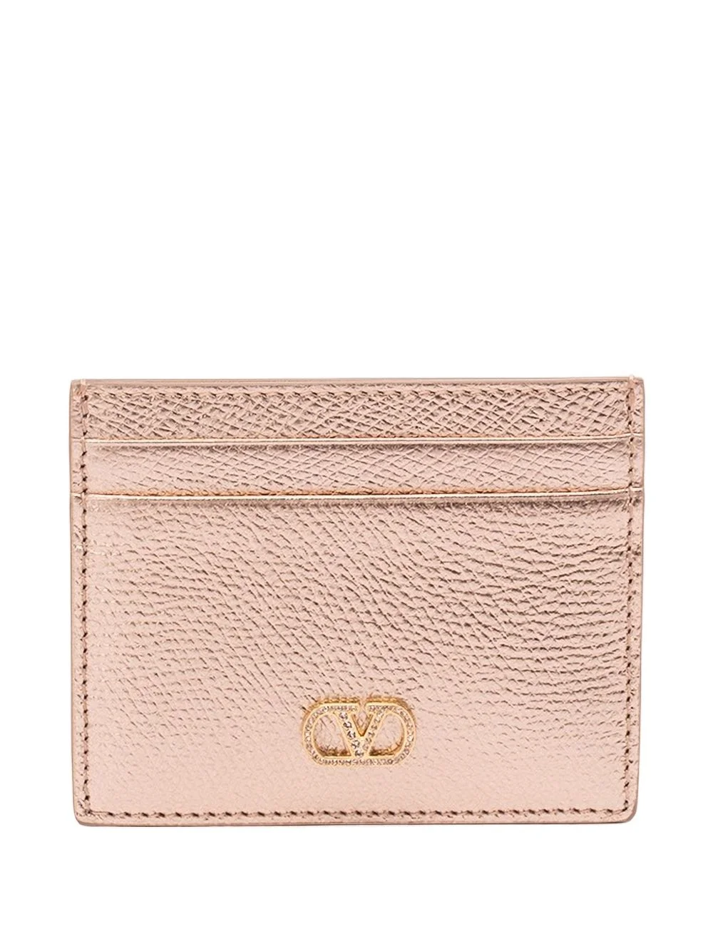 VLogo crystal-embellished card holder - 1