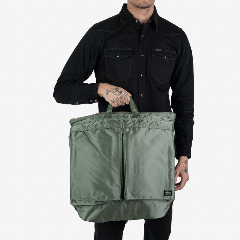 Iron Heart POR-HEL-GRN Porter - Yoshida & Co. - Tanker 2Way Helmet Bag - Sage Green outlook