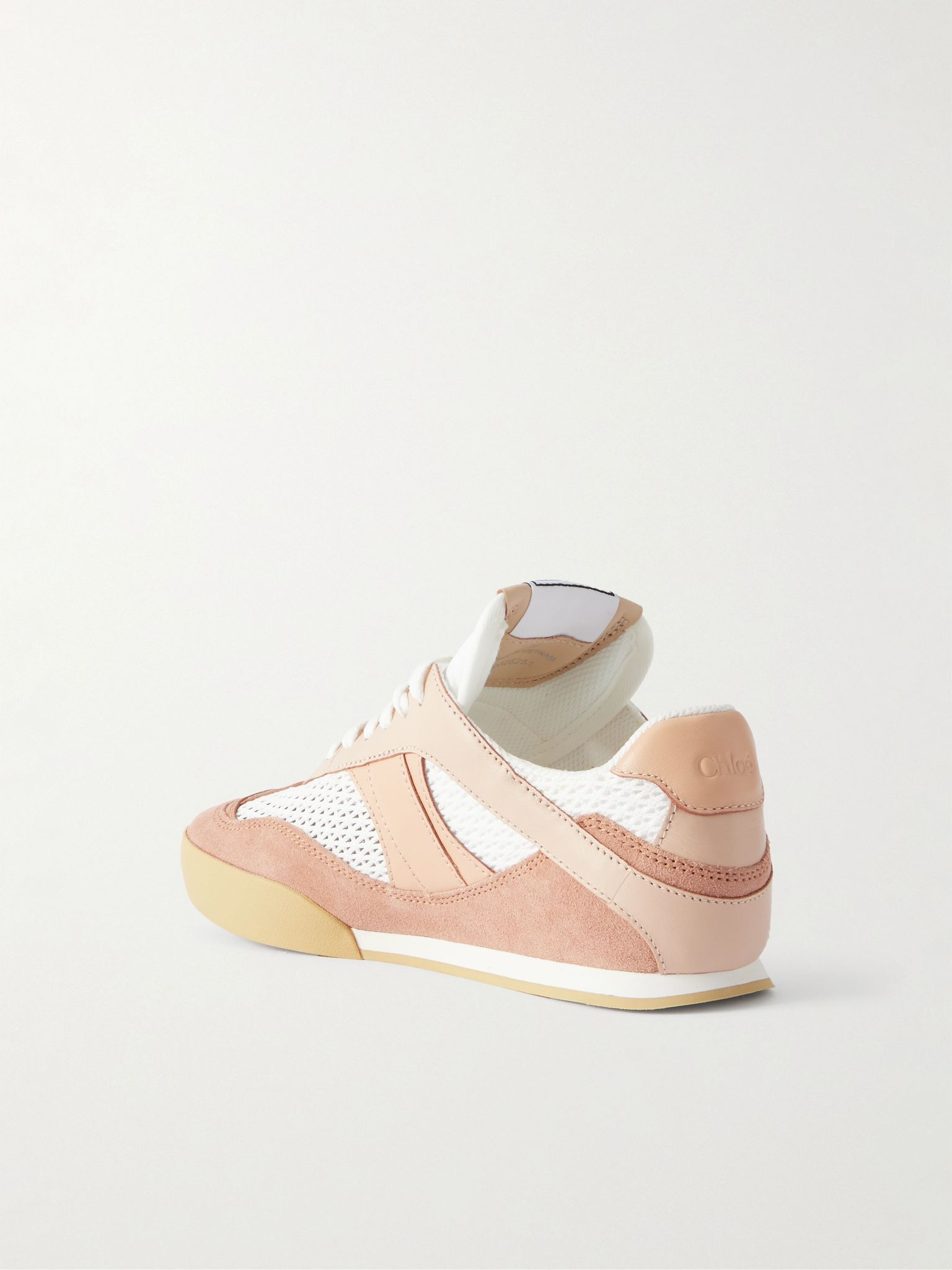 Kick leather and suede-trimmed mesh sneakers Peach - 3