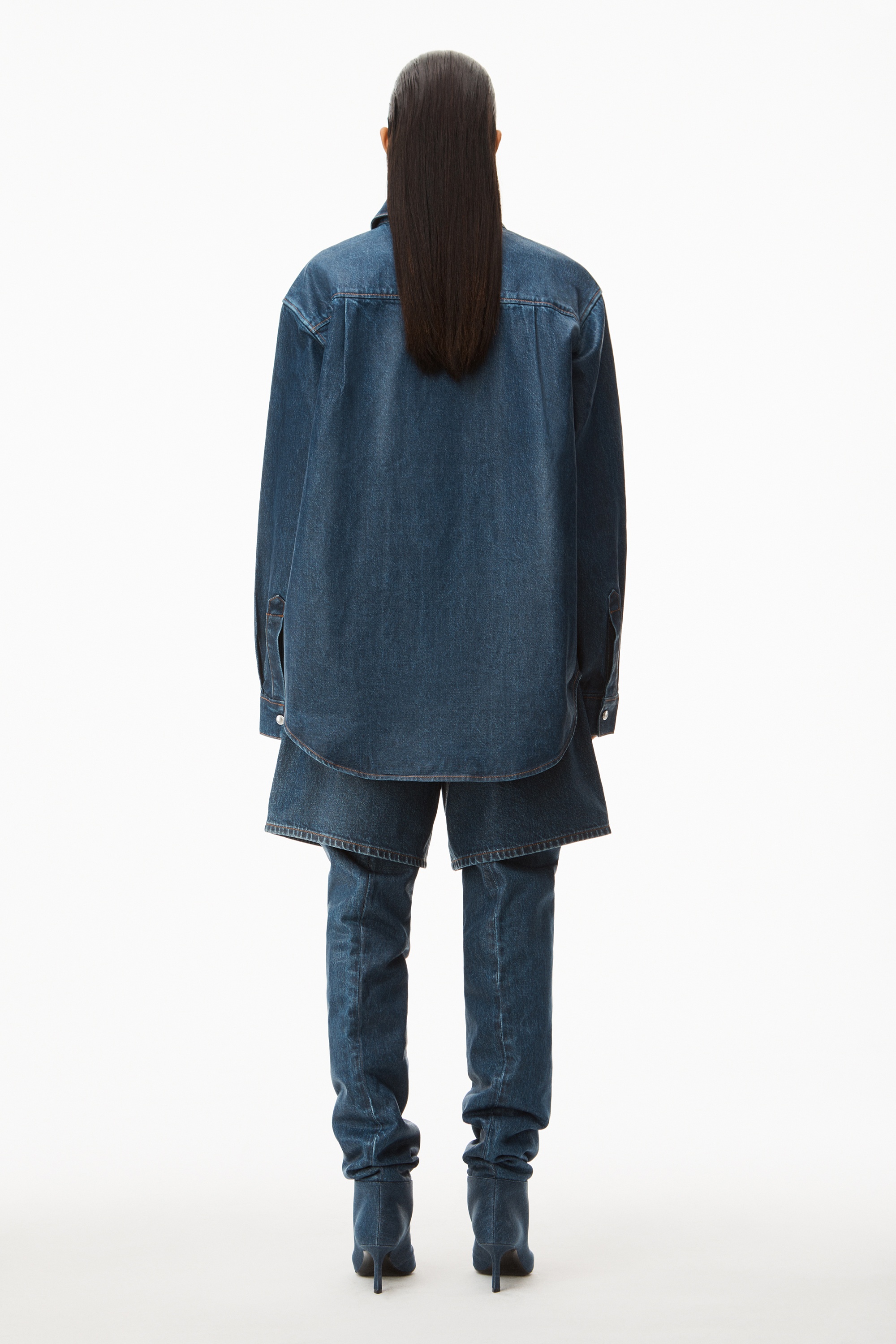 OVERSIZED SHIRT IN COATED DENIM - 4