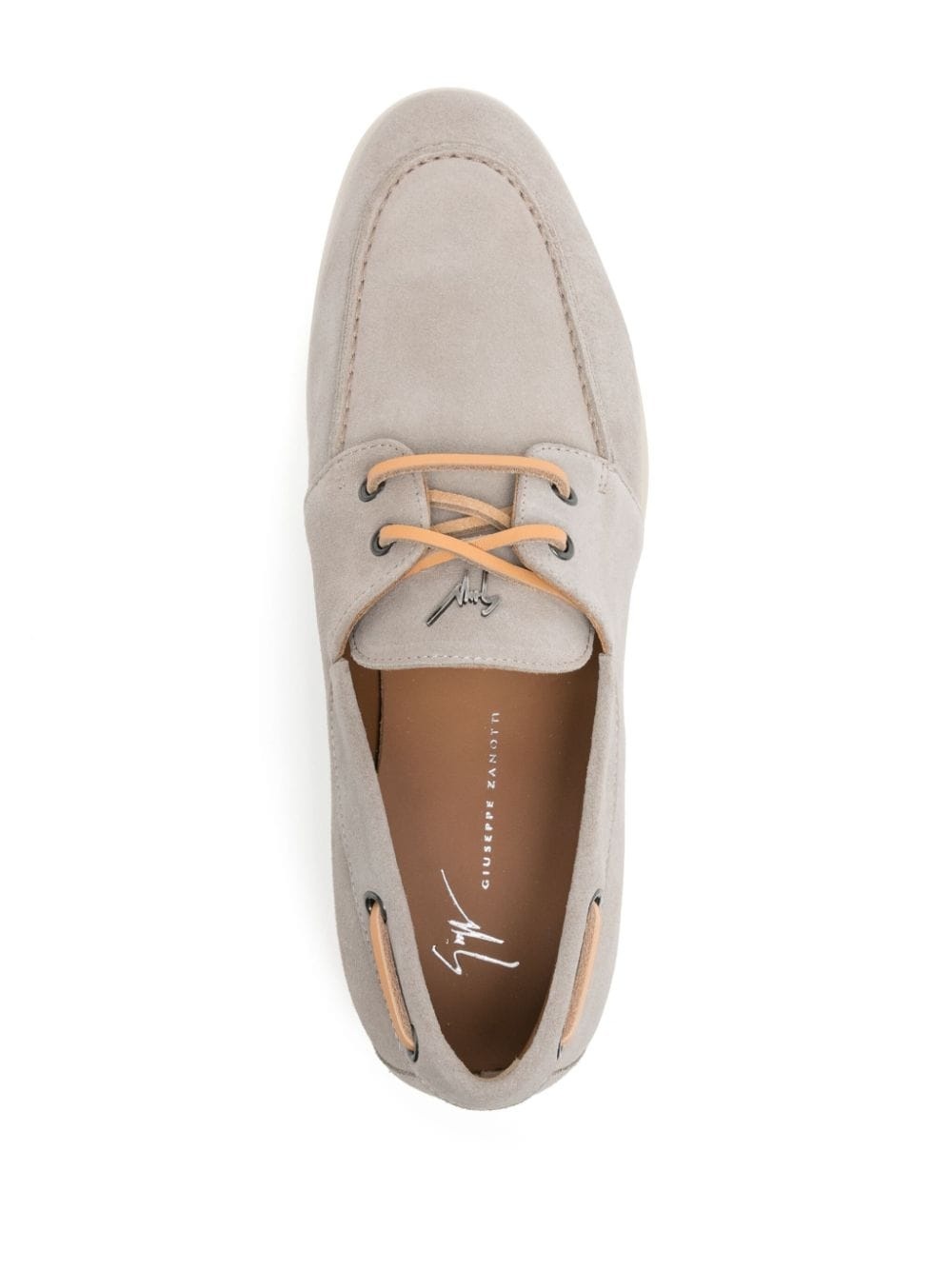 logo-plaque suede shoes - 4
