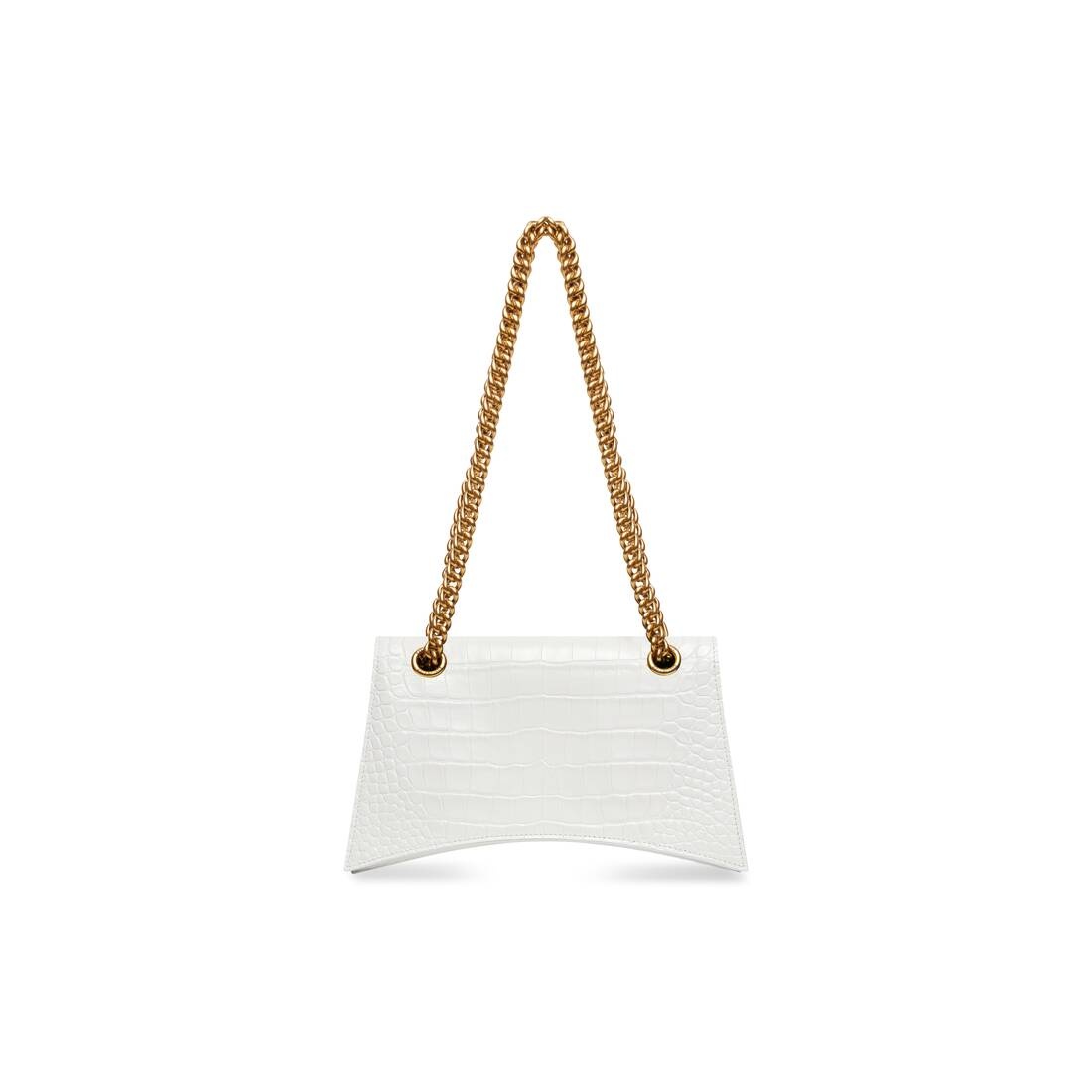 Women's Crush Small Chain Bag Crocodile Embossed in Optic White - 6