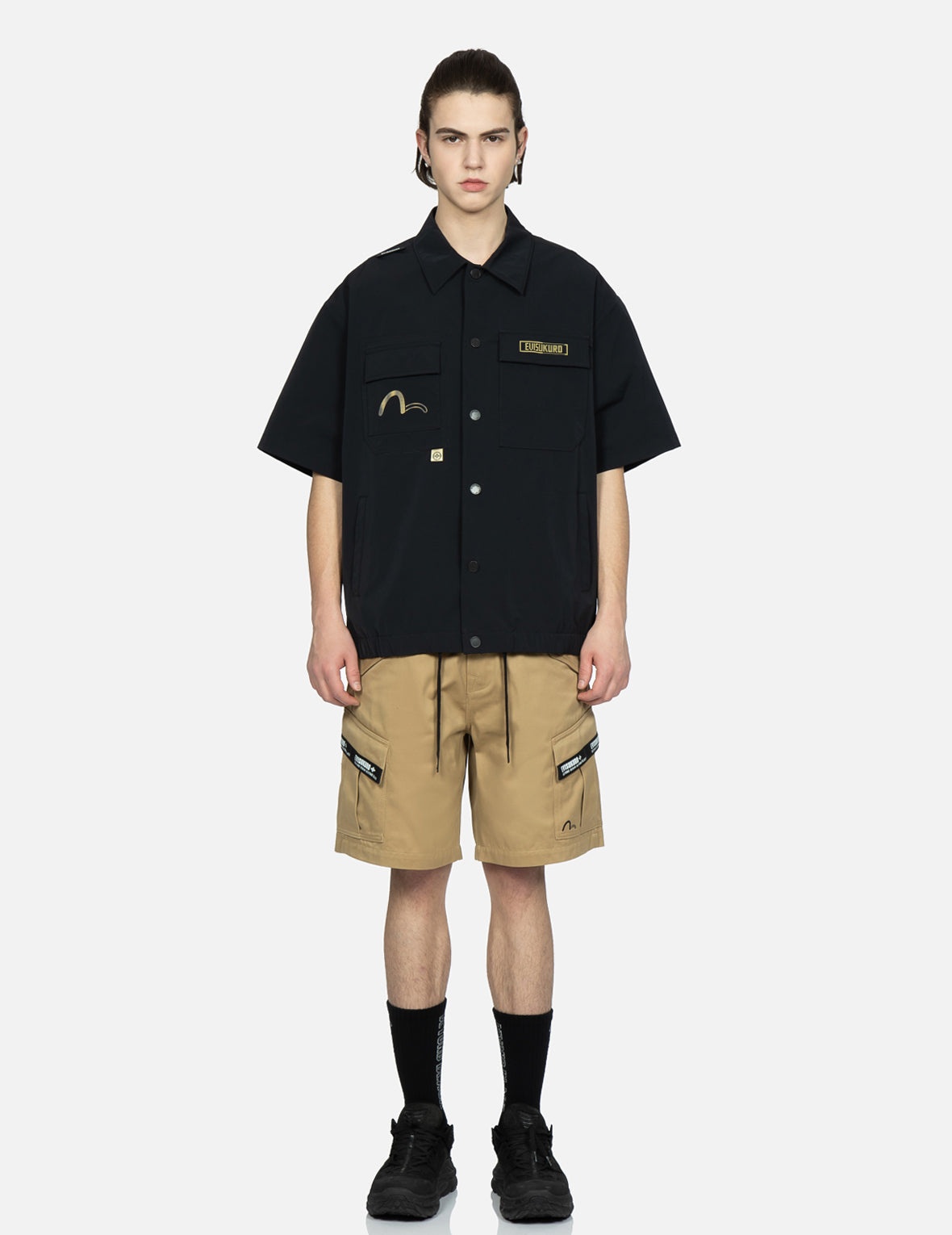 Logo Tape Patching Cargo Shorts - 5