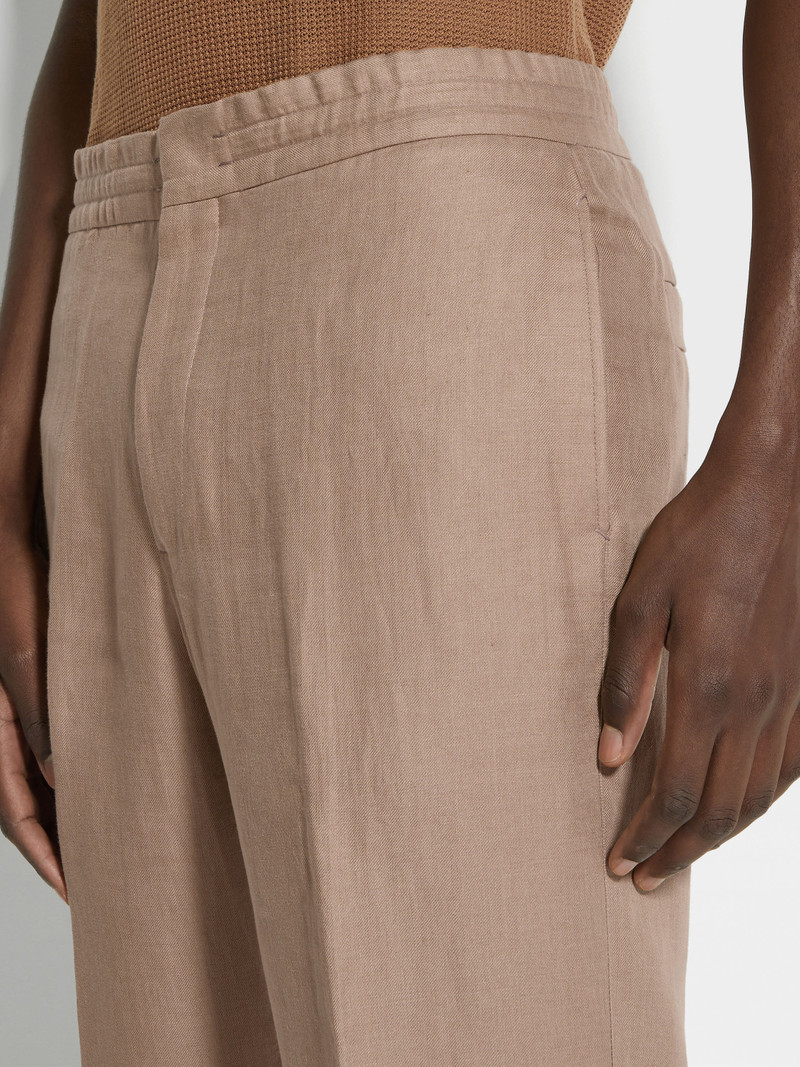 ZEGNA DUST PINK OASI LINO PANTS outlook