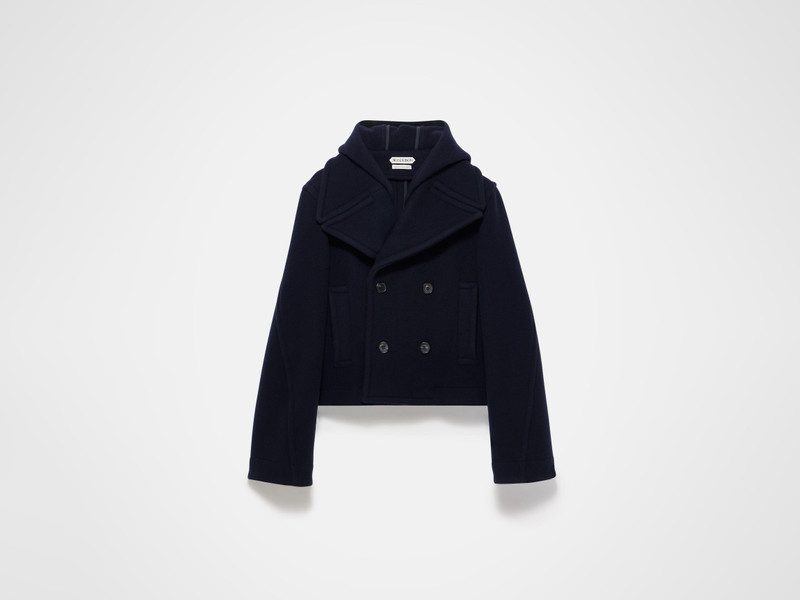 CROPPED HOODED COAT IN NAVY 1