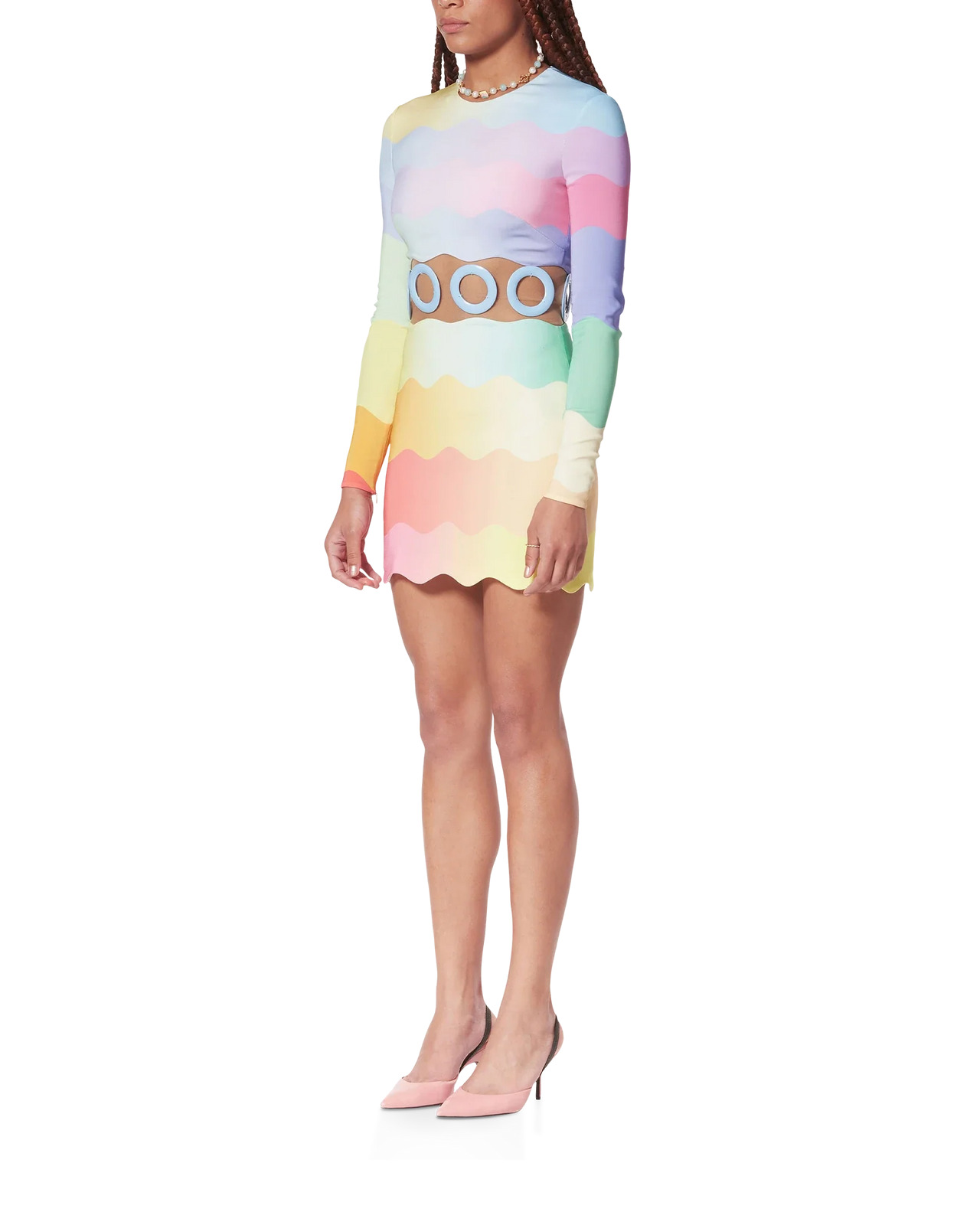 Rainbow Wave Cut-Out Mini Dress - 3