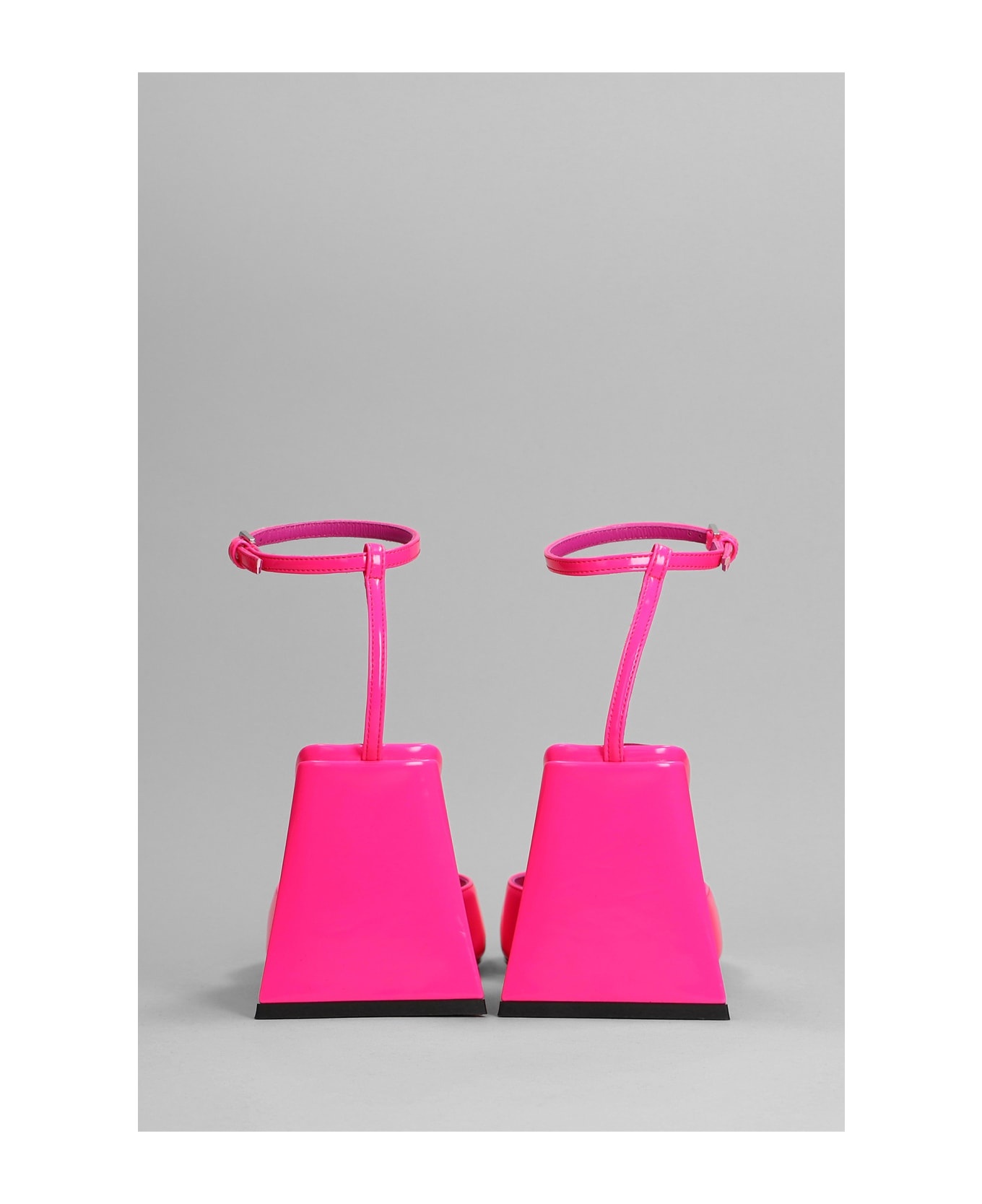Neon Fuchsia Leather Piper Sandals - 4