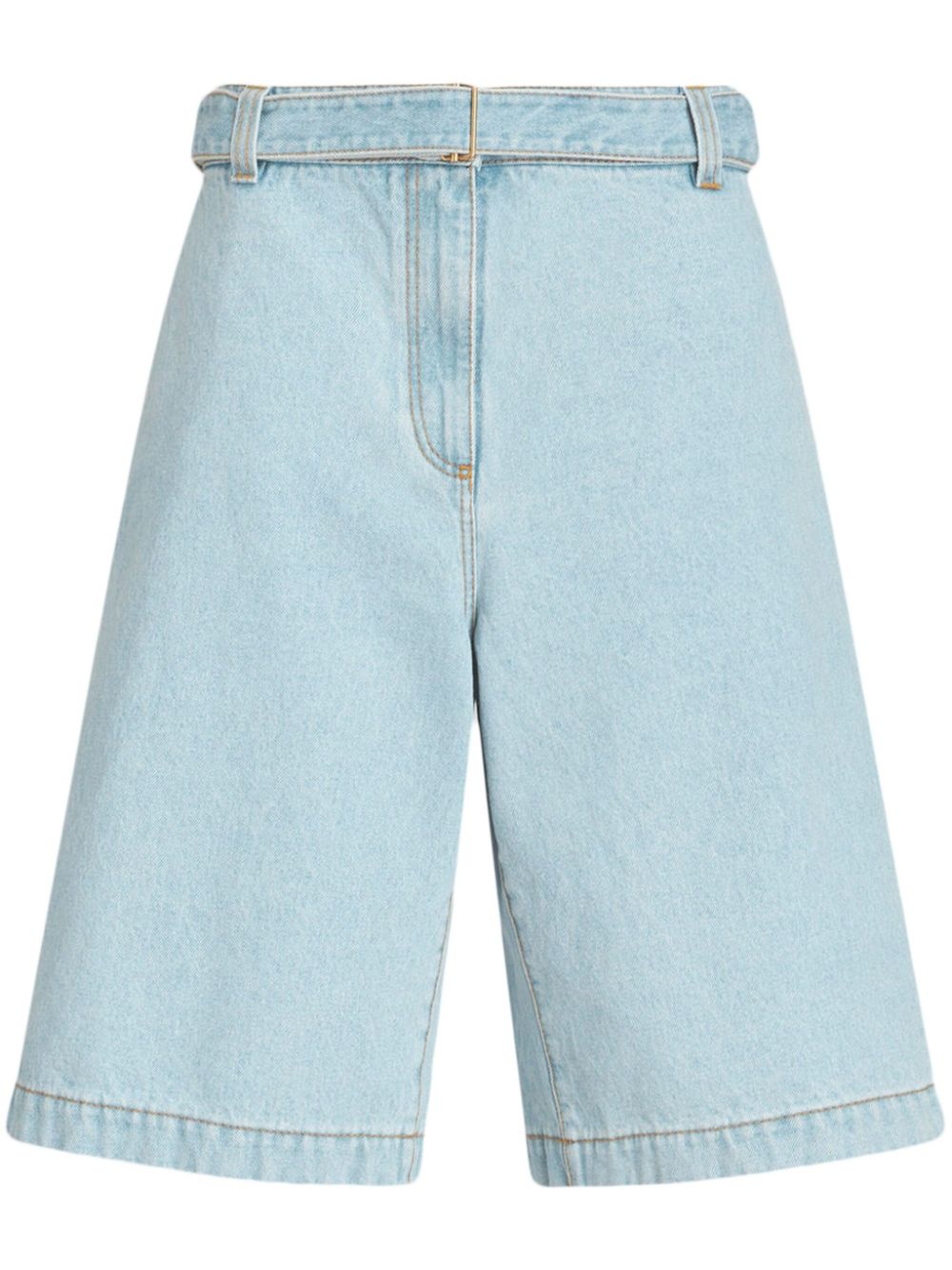 logo-embroidered denim bermuda shorts - 1