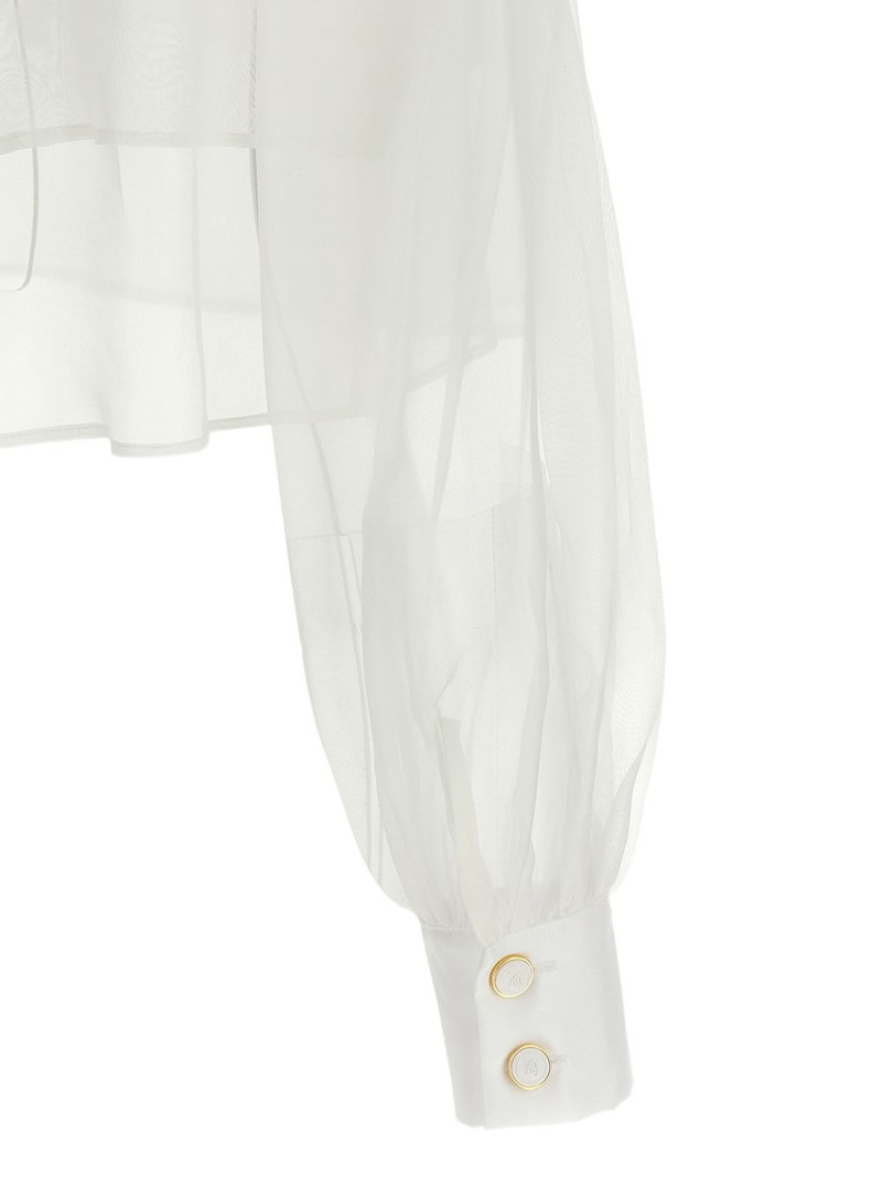 organza crochet-logo crop shirt 3