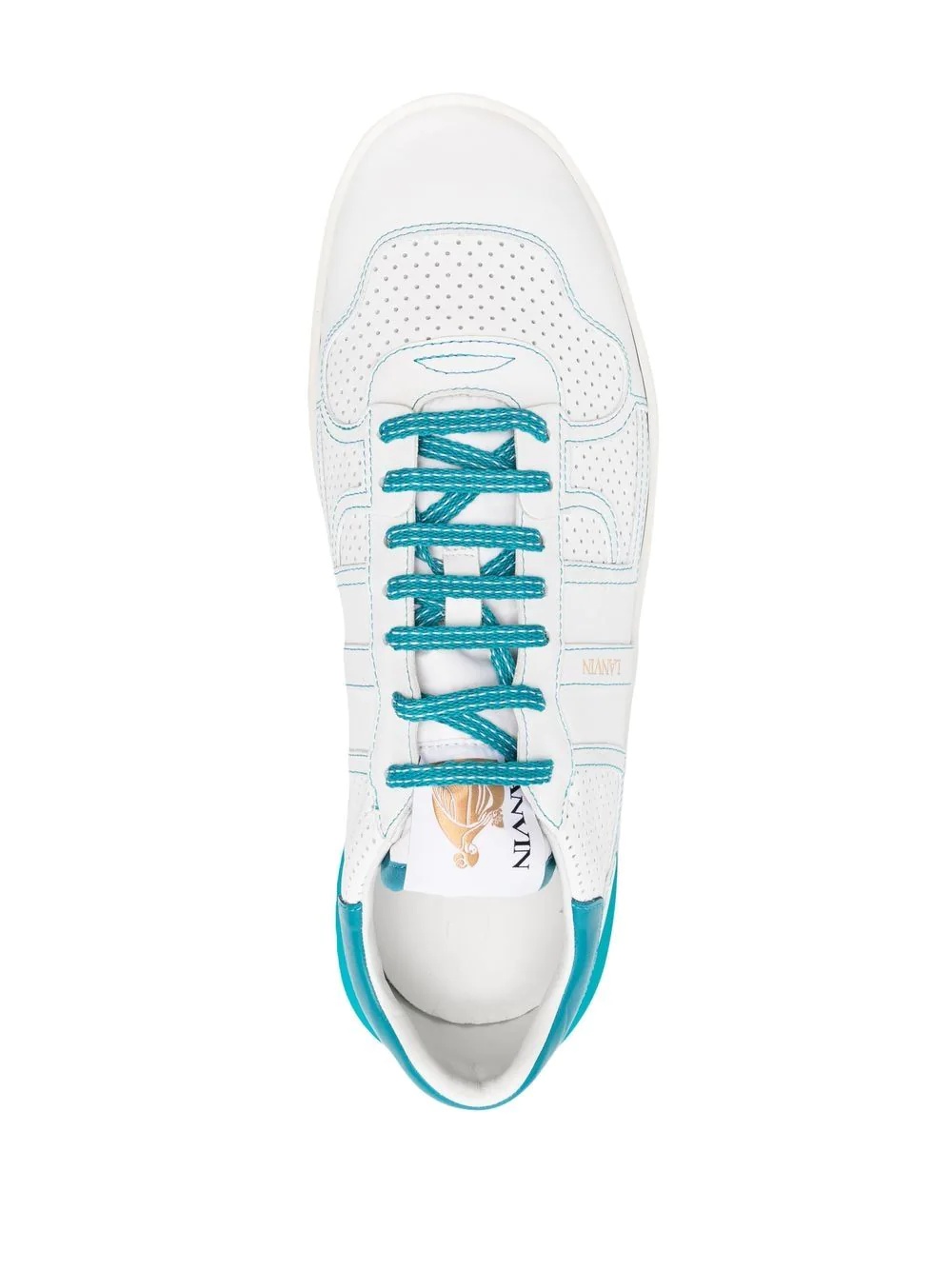 perforated-panel leather sneakers - 4