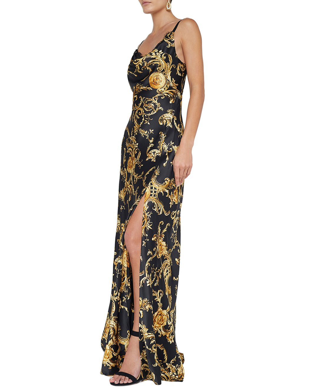 L'AGENCE Venice Cowl Lace Neck Silk Gown - 3