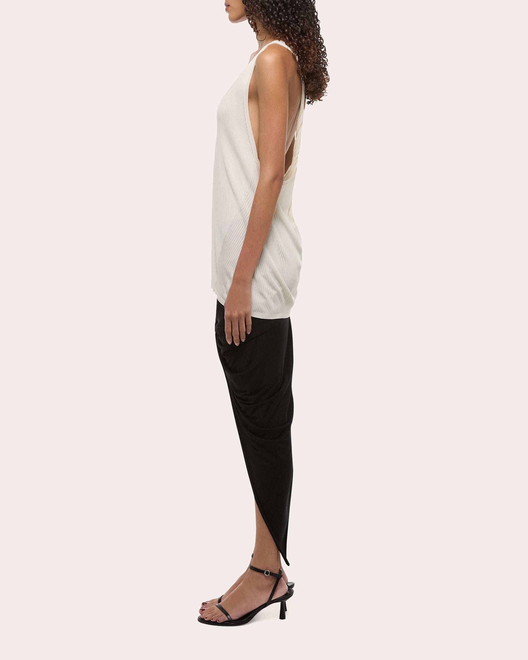 Rib Knit Twisted Racerback Tank Top - 3