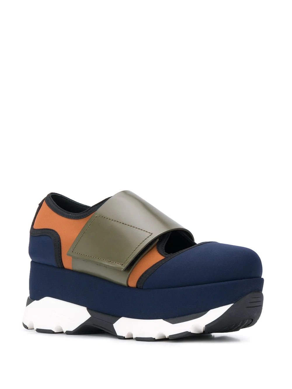 colour-block low-top flatform sneakers - 2