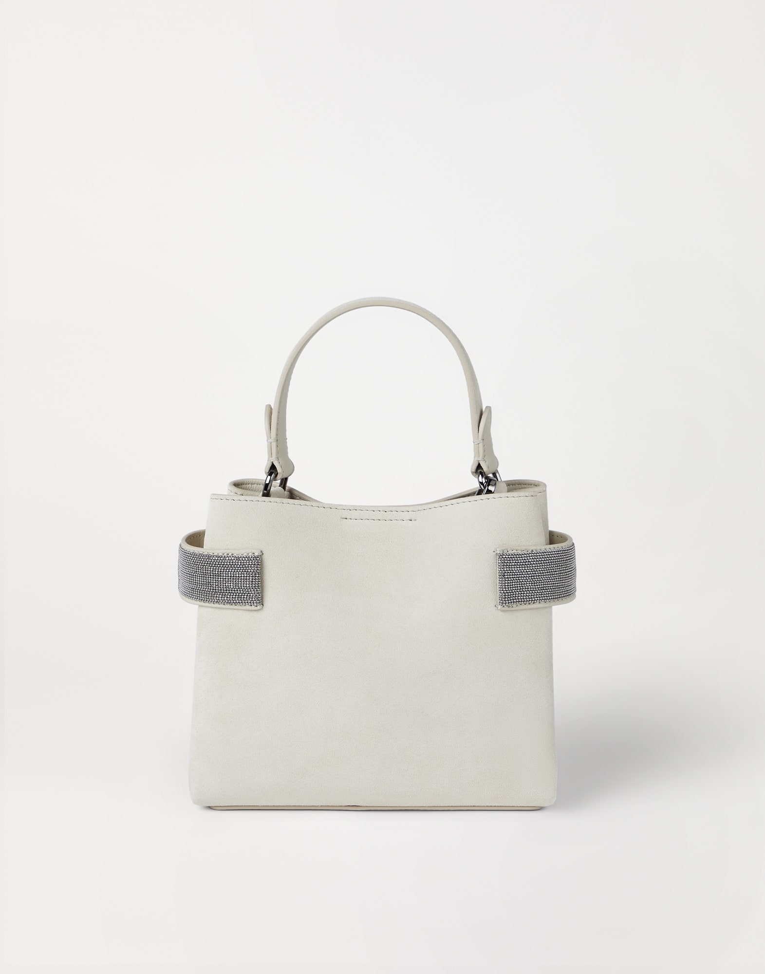 Essence small top-handle bag in suede with precious bands - 2