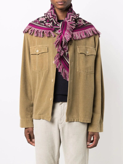 Etro knitted jacquard fringe-hem shawl outlook