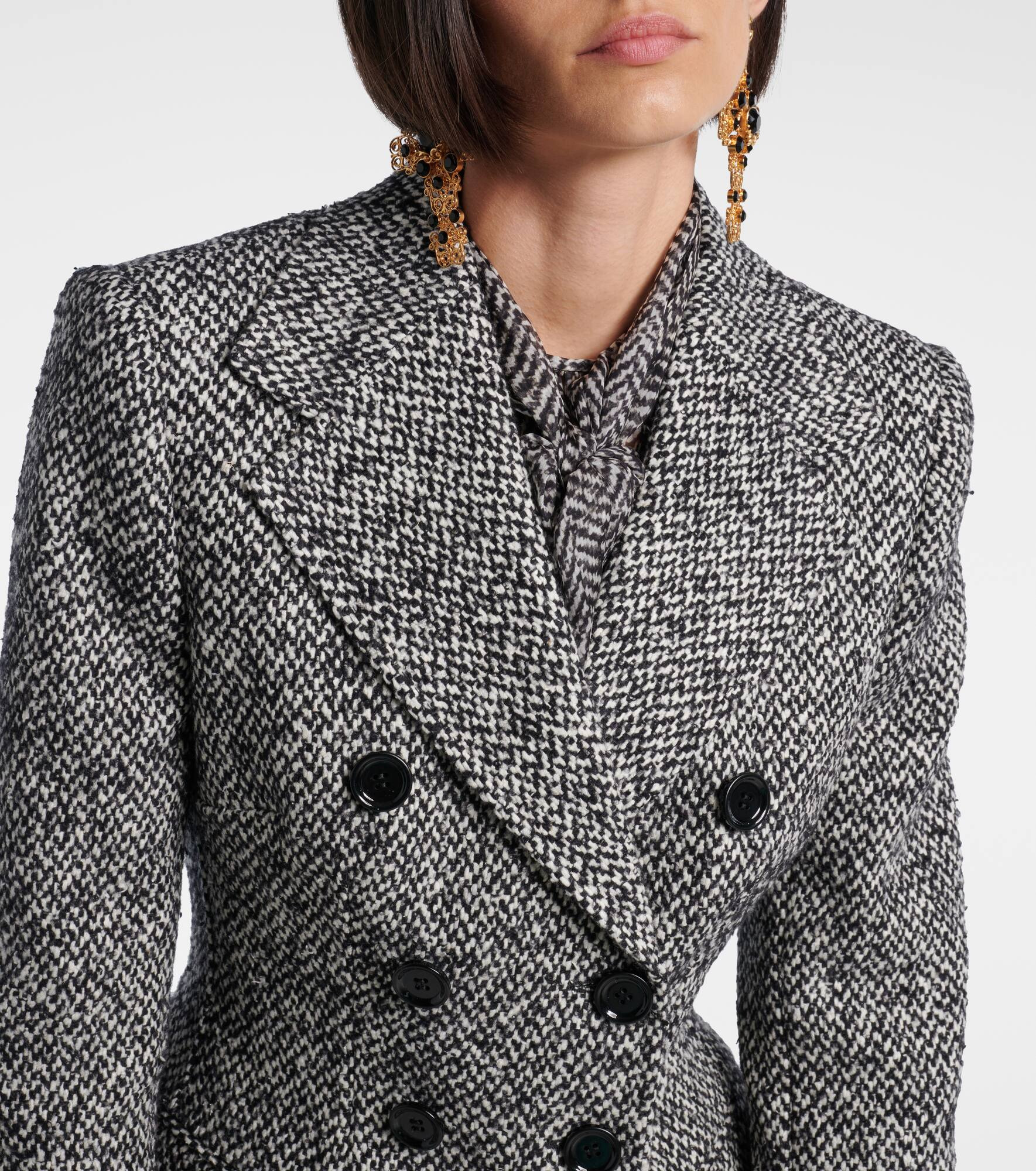 Double-breasted wool-blend jacket - 4