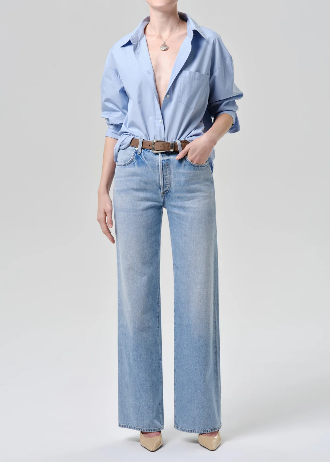 Thea Boyfriend Shirt In French Blue - 1