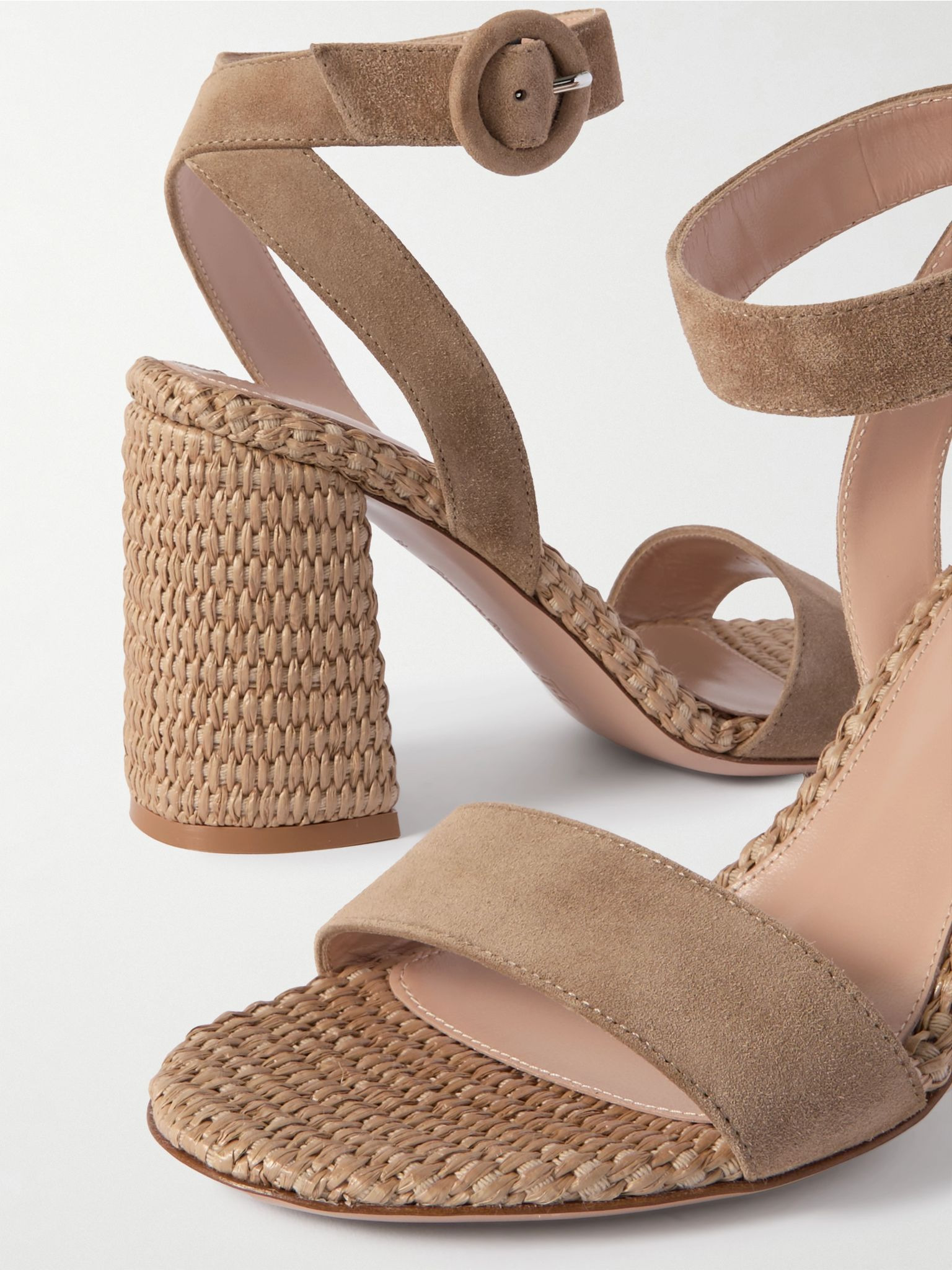 Luana 85 suede and raffia sandals Neutral - 4