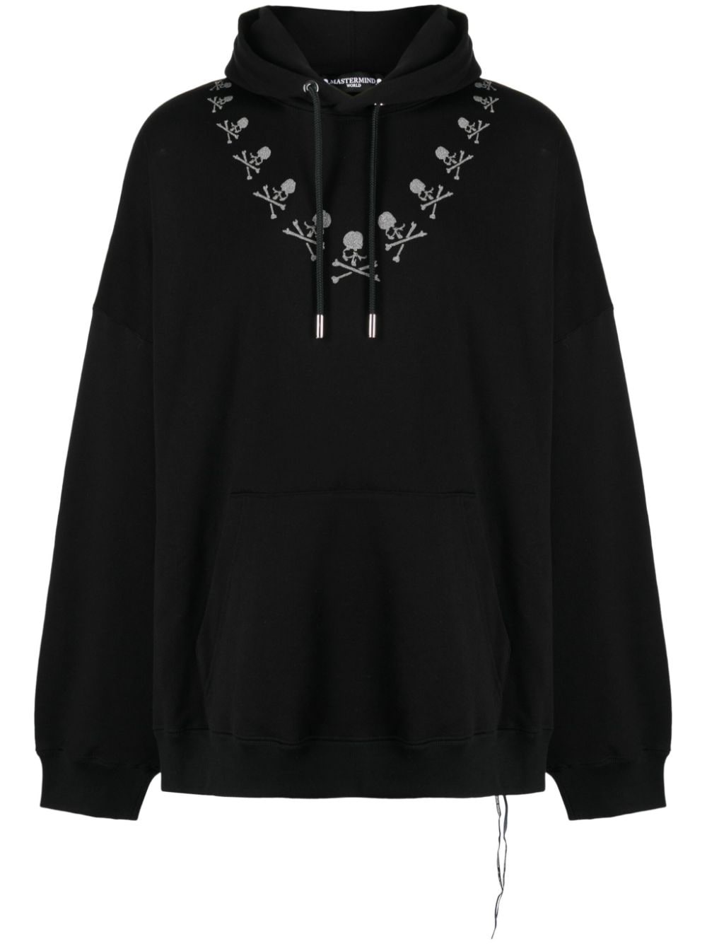 glitter-detail skull-print cotton hoodie - 1