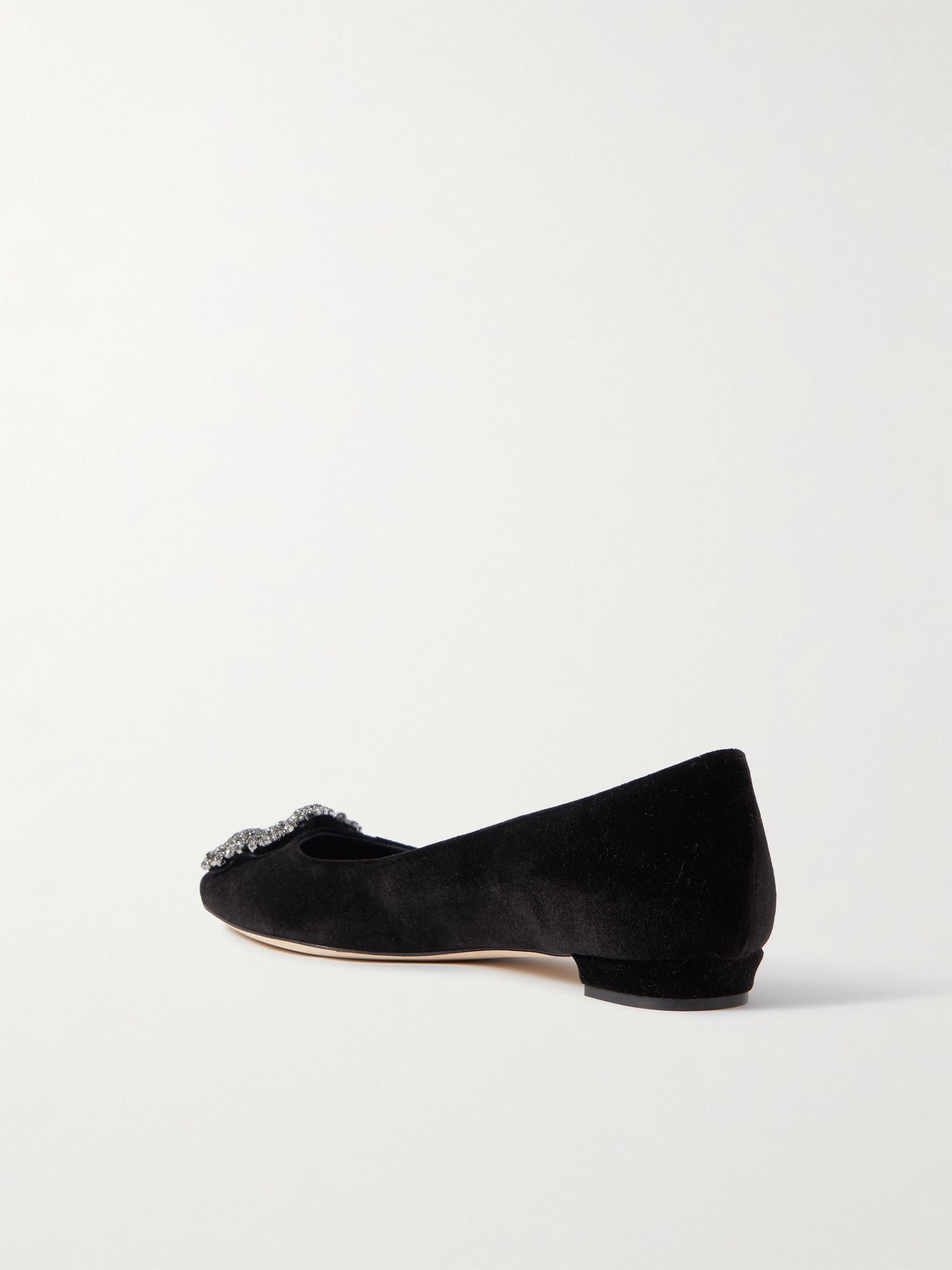 Hangisiflat embellished velvet point-toe flats Black - 3