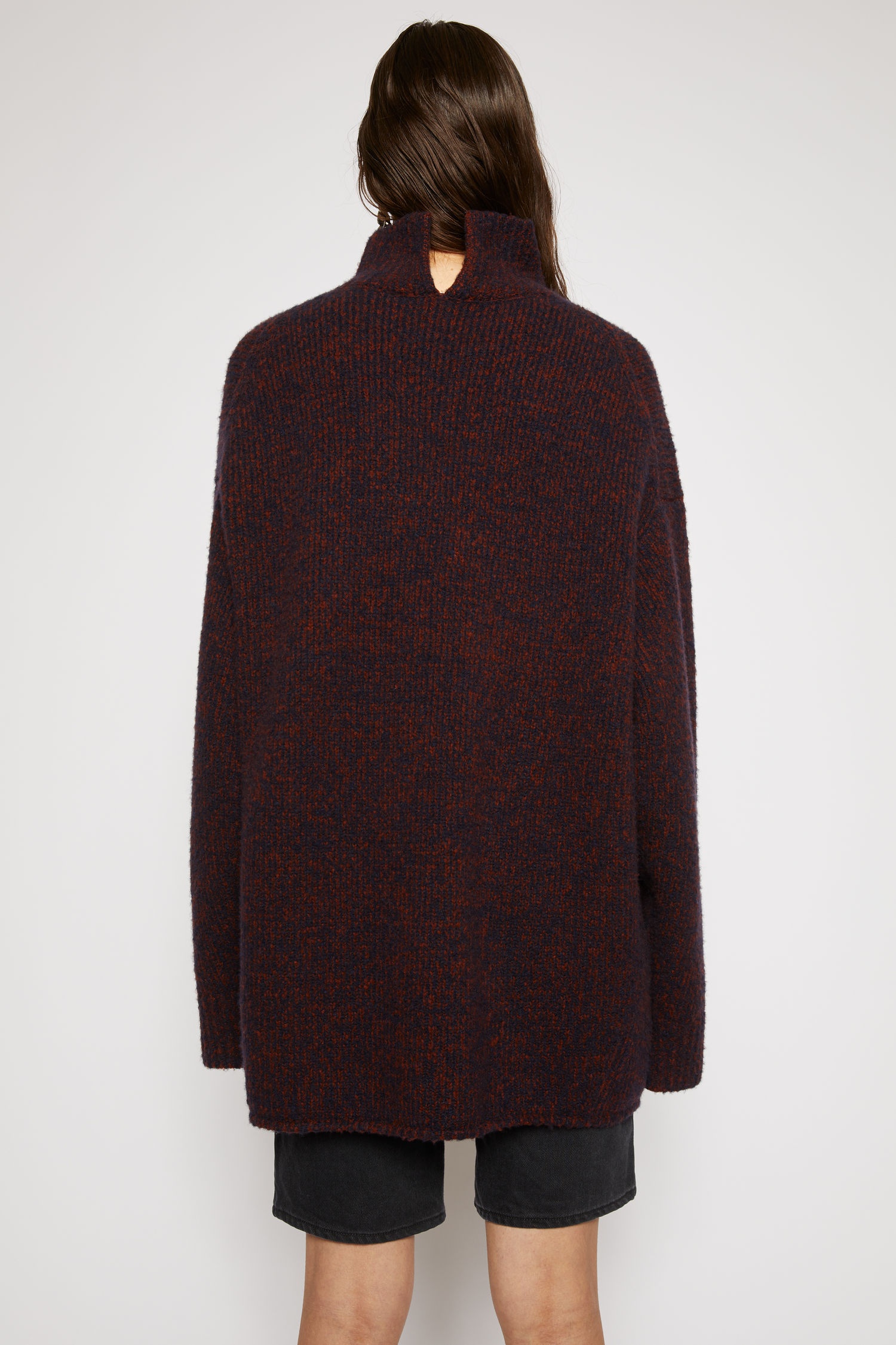 High-neck melange sweater navy/rust - 4